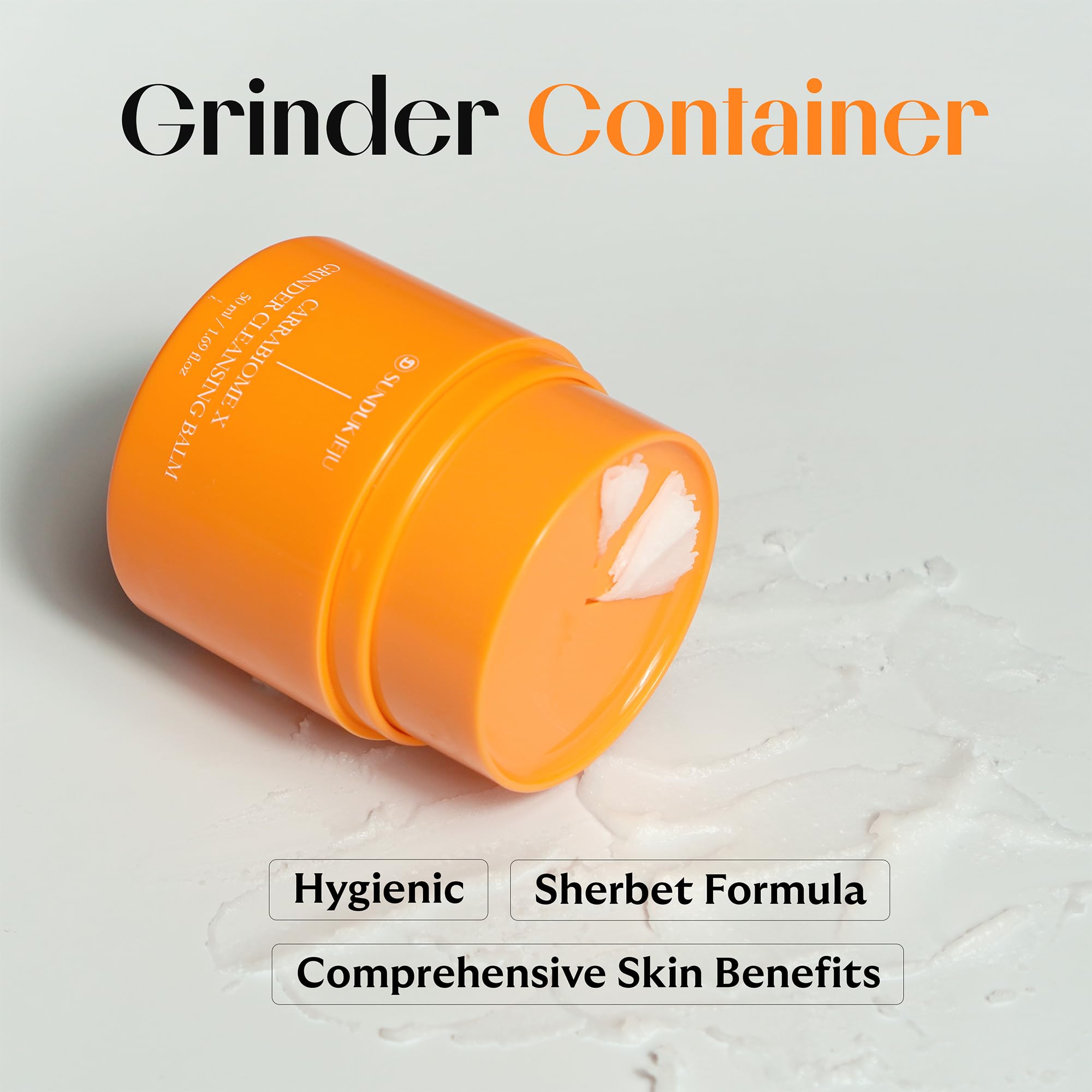 SUNDUK JeJu Carrabiome X Grinder Cleansing Balm - Korean Gentle Facial Cleanser for Sensitive Skin | Hydrating Makeup Remover & Blackhead Treatment | Self-Grinding Cleansing Balm for Oily Skin | Perfect for Daily Skincare Routine & Travel-Friendly Beauty Essential