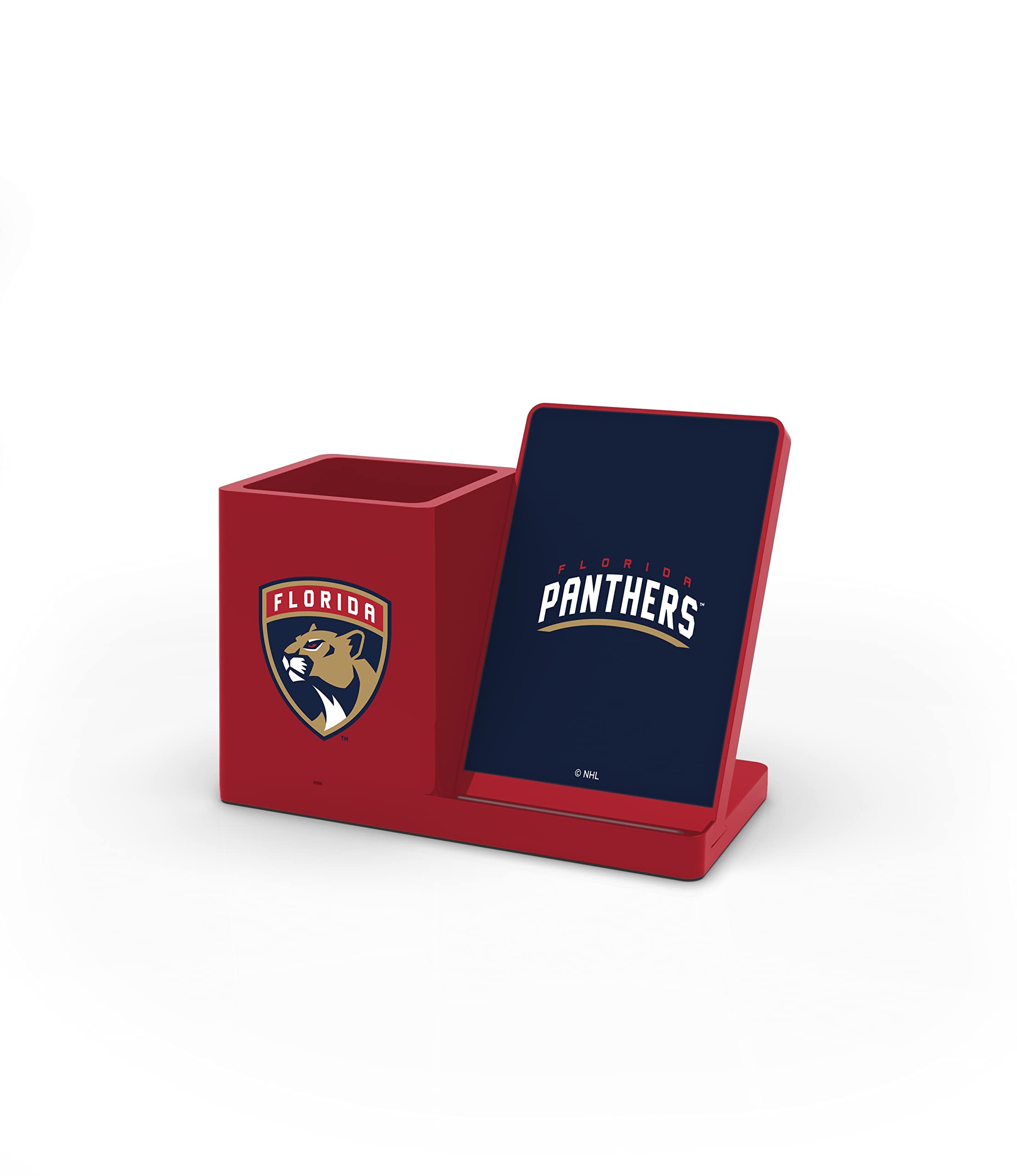 SOAR NHL Wireless Charger & Desktop Organizer - Florida Panthers Team Design - Fast Qi Charging Station with Phone Stand & Storage Compartment - Perfect for Office, Home Desk, and Gift for Hockey Fans