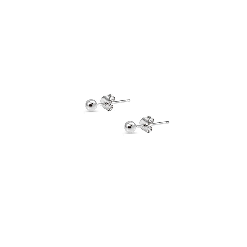 14K Gold 2mm Polished Tiny Ball Bead Cartilage Stud Earrings - Unisex Hoop Earrings for Women & Men - Perfect for Helix, Tragus, Conch Piercings & Everyday Wear
