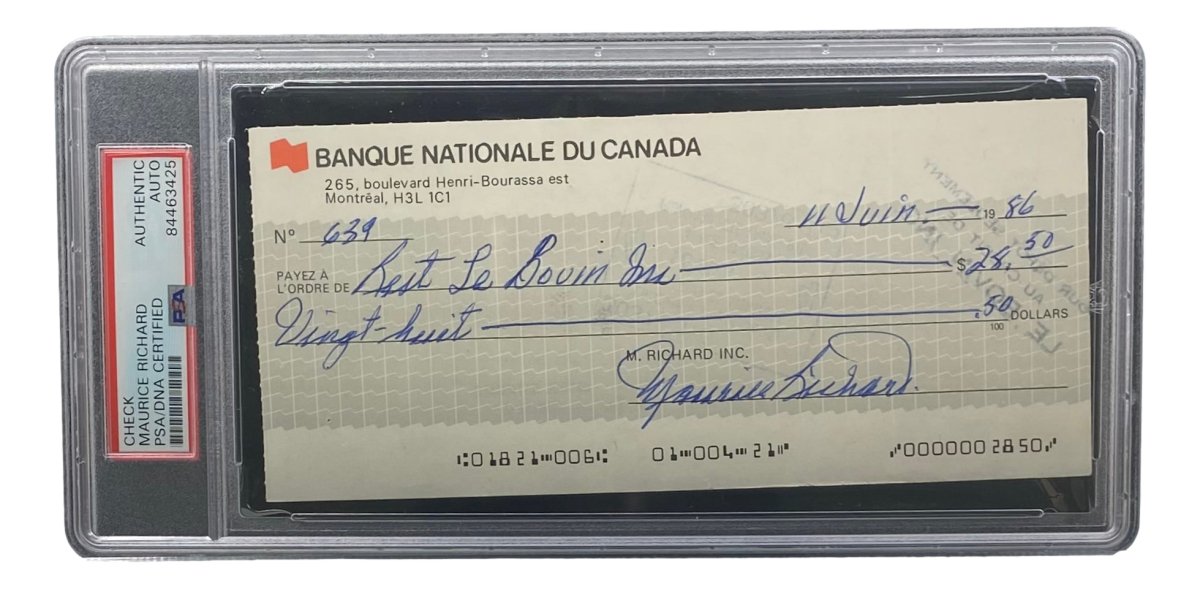 Authentic Maurice Richard Signed Montreal Canadiens Hockey Memorabilia - PSA/DNA Certified Bank Check #639 - Perfect for Sports Collectors, Hockey Fans & Vintage Memorabilia Displays