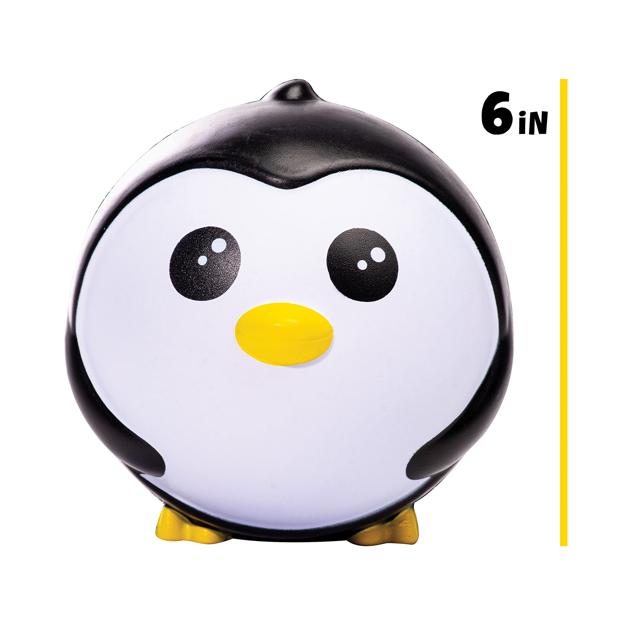 Franklin Sports Animal Ball Friends - 6 Inch Soft Foam Balls Set with Cute Pepper Penguin - Squishy Safe Balls for Kids Indoor/Outdoor Play, Pet Toys, Birthday Gifts (Black)