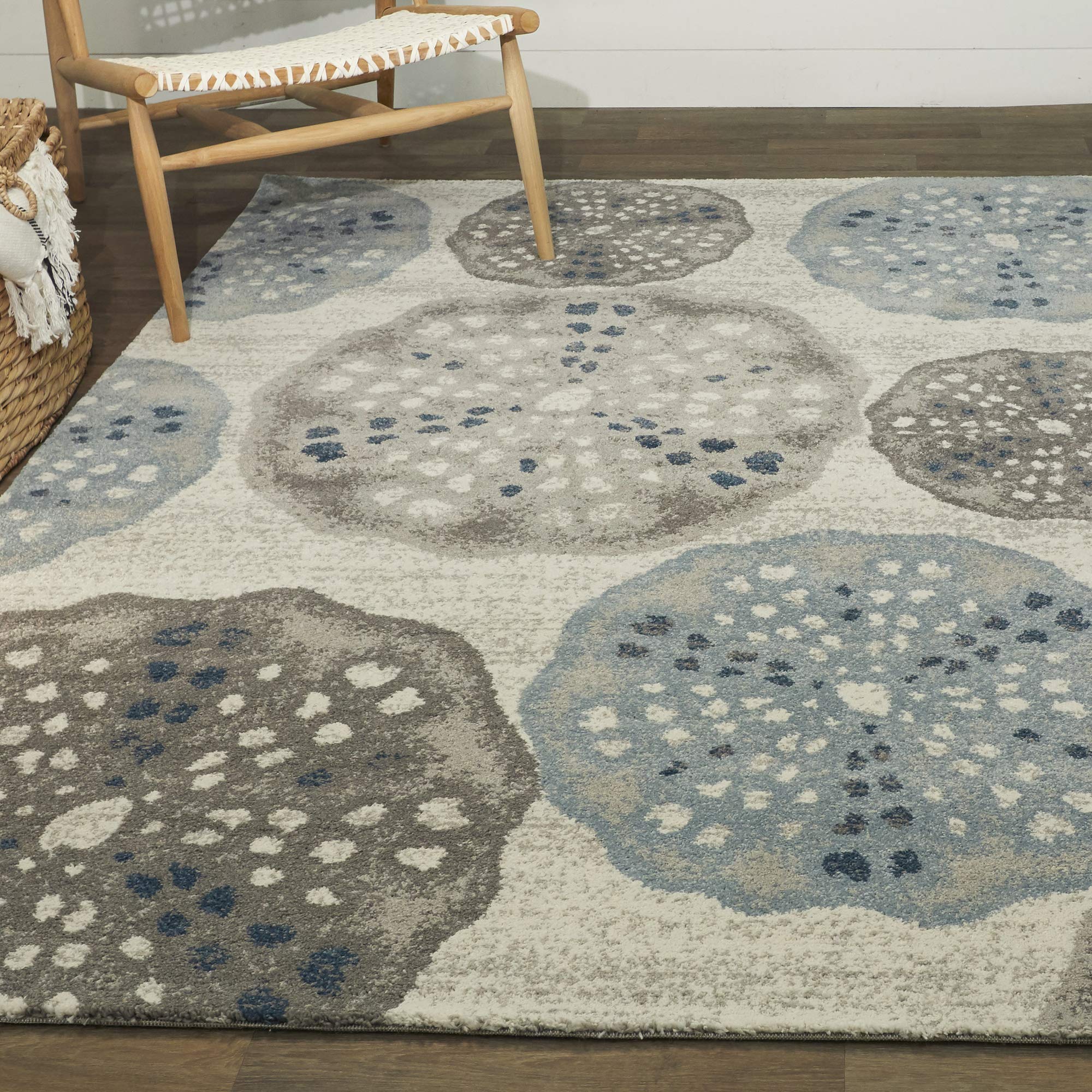 Balta York Coastal Area Rug - Soft & Durable Indoor/Outdoor Rug for Living Room, Bedroom, Patio - Beachy Blue & White Striped Design