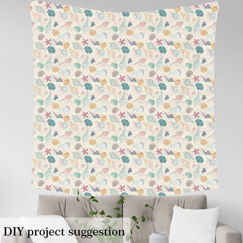 Feelyou Ocean Themed Upholstery Fabric by The Yard - Tropical Beach Coastal Nature Print Waterproof Material for DIY Home Decor, Chairs, Pillows & Crafts (3 Yards) | Perfect for Coastal Living Rooms, Beach House Decor & Seashell-Themed Projects