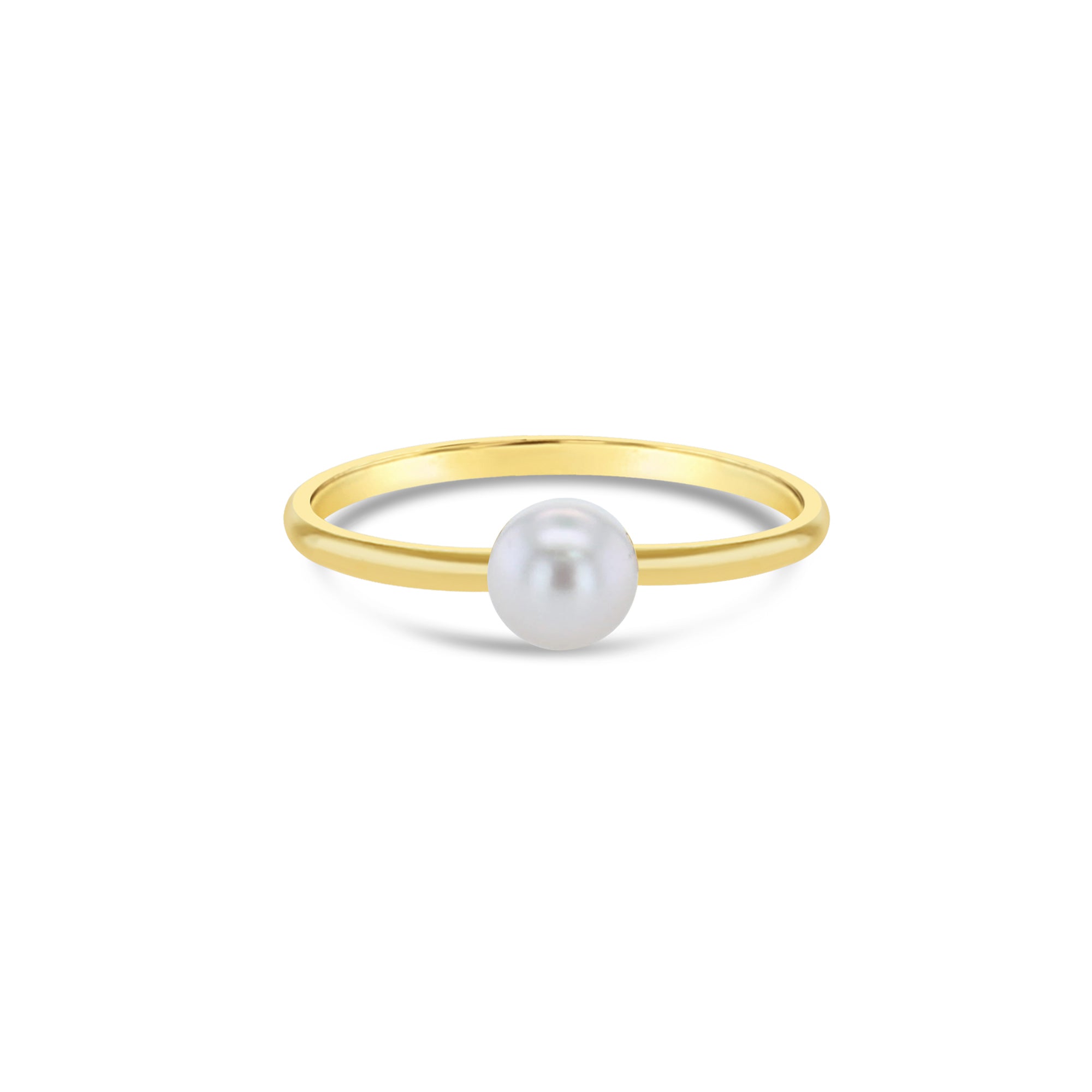 5mm & 6mm Solitaire Cultured Pearl Ring in 14K Yellow Gold - Perfect for Weddings, Anniversaries & Special Occasions