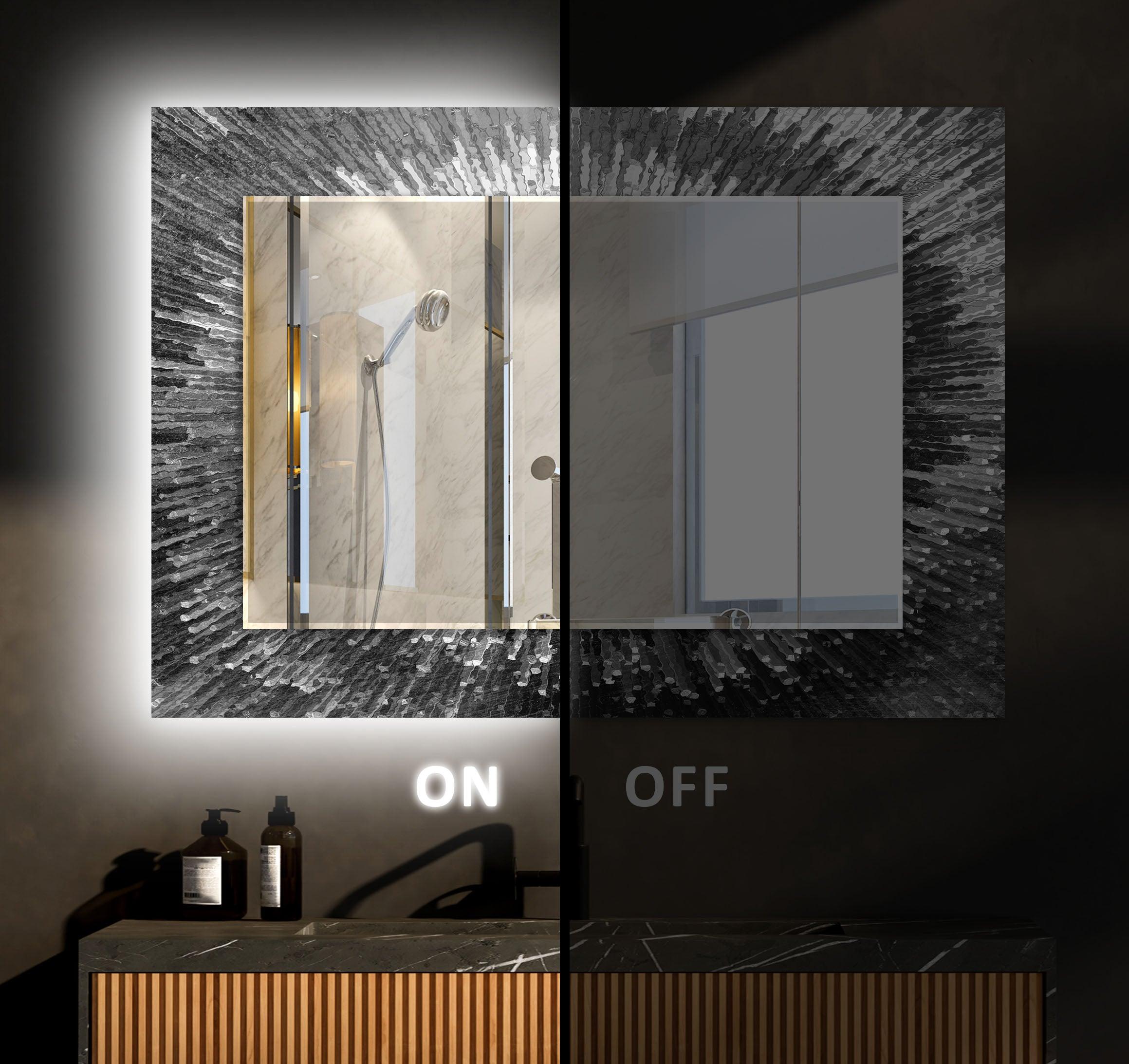 Stylish Black Splash Wall Mirror - Modern Decorative Bathroom & Living Room Mirror for Home Decor - Perfect for Vanity, Entryway, and Bedroom Accent