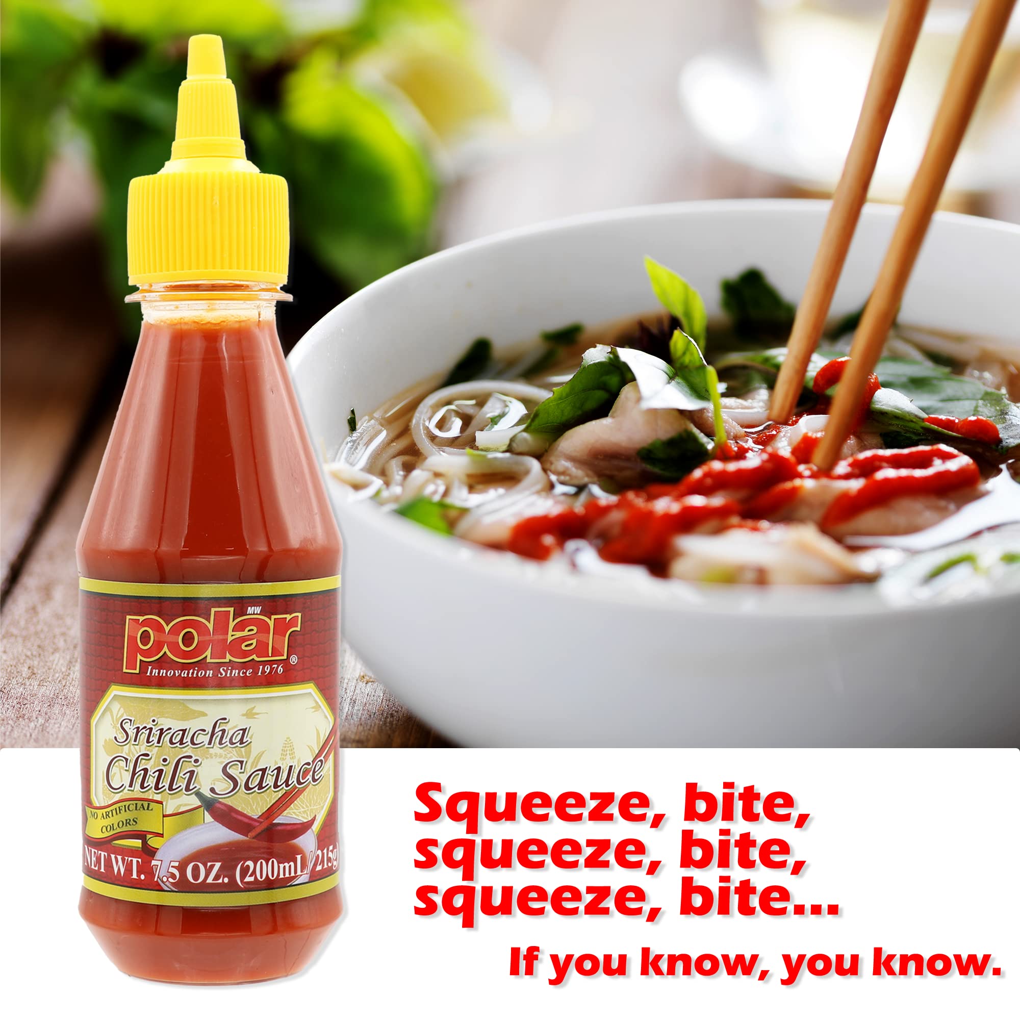 MW Polar Sriracha Chili Sauce 7.5 oz (Pack of 6) - Premium Hot Sauce for Pho, Eggs, Tacos & Sushi | Spicy Mayo Alternative | No Artificial Colors | Perfect for Breakfast, Sandwiches & Asian Cuisine