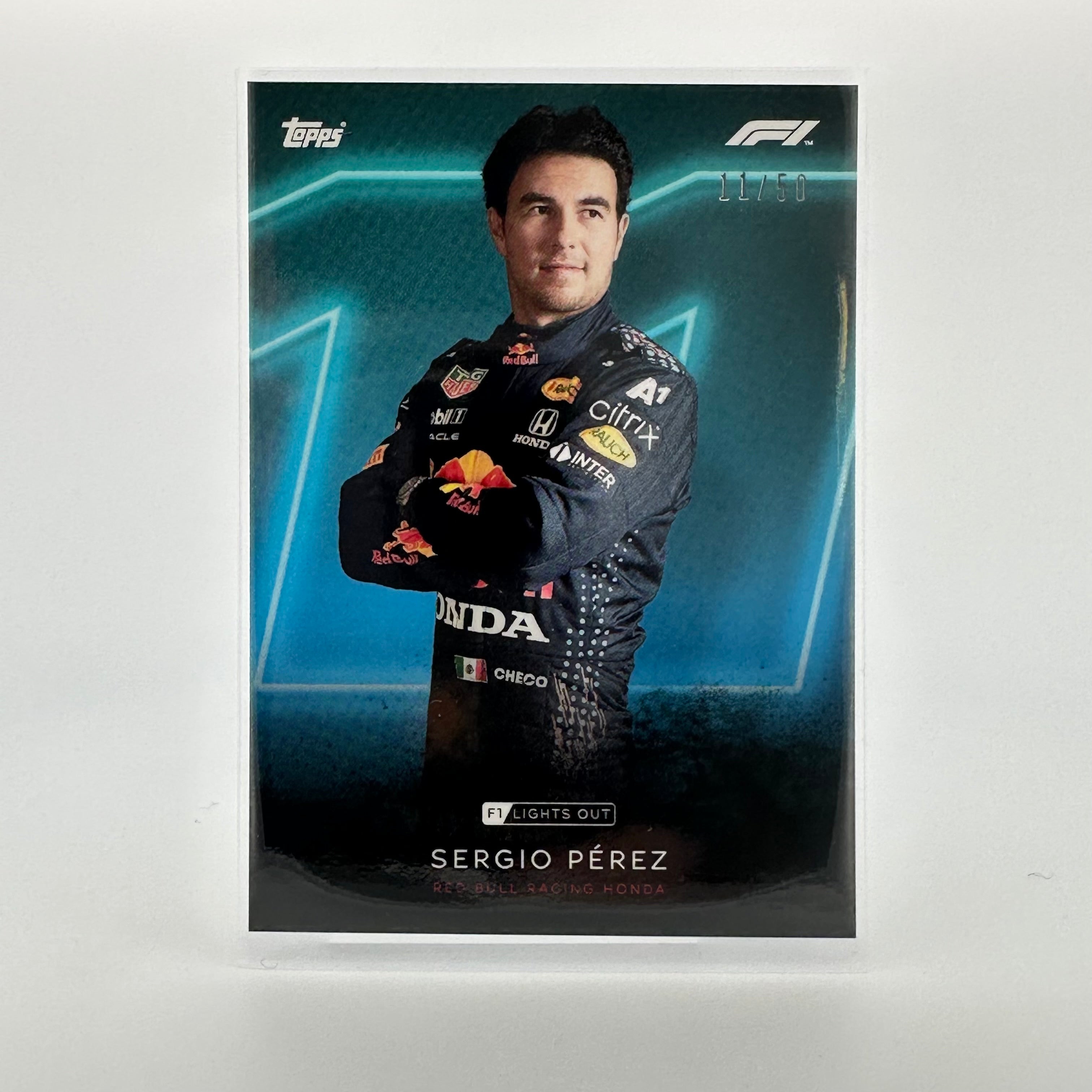 Sergio Perez 2023 F1 Driver 50/50 Aqua Parallel Trading Card - Perfect for Collectors, Fans, and Racing Enthusiasts