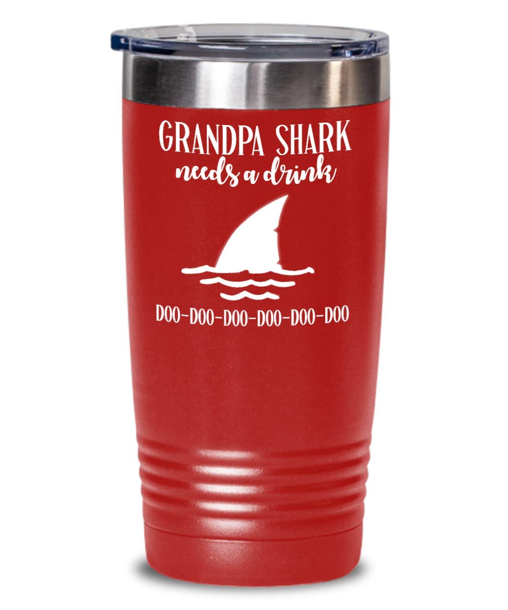 Funny Grandpa Shark Tumbler - Insulated Travel Mug for Hot & Cold Drinks - Perfect for Gifts, Office, and Outdoor Adventures