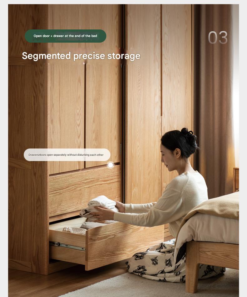 Solid Oak Wood Modern Wardrobe with Ample Storage - Perfect for Bedroom, Living Room, and Office Organization