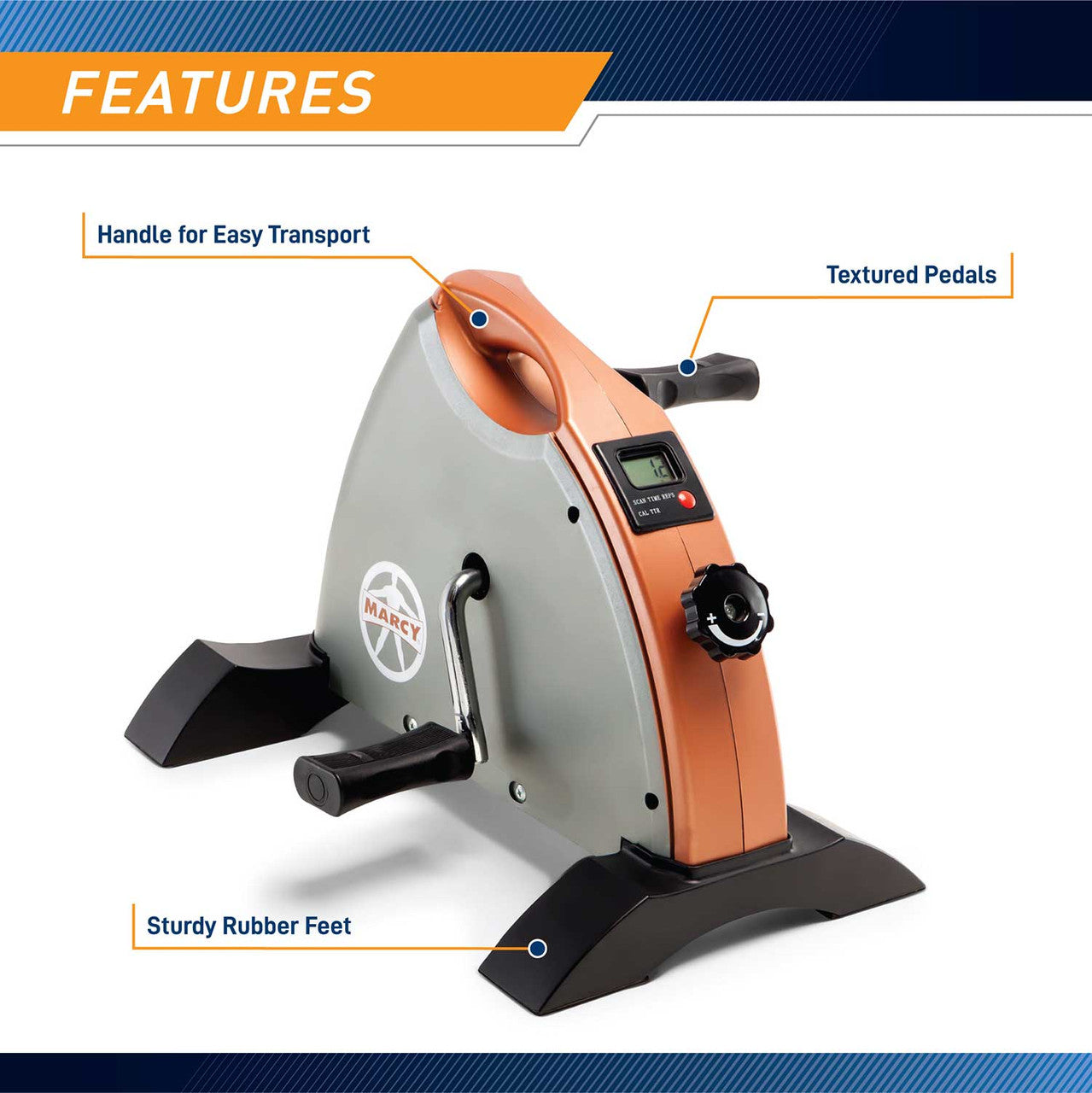 Marcy NS 909 Mini Exercise Bike - Portable Under Desk Pedal Exerciser for Home & Office Cardio Workout - Compact Cycling Machine for Legs & Arms Training