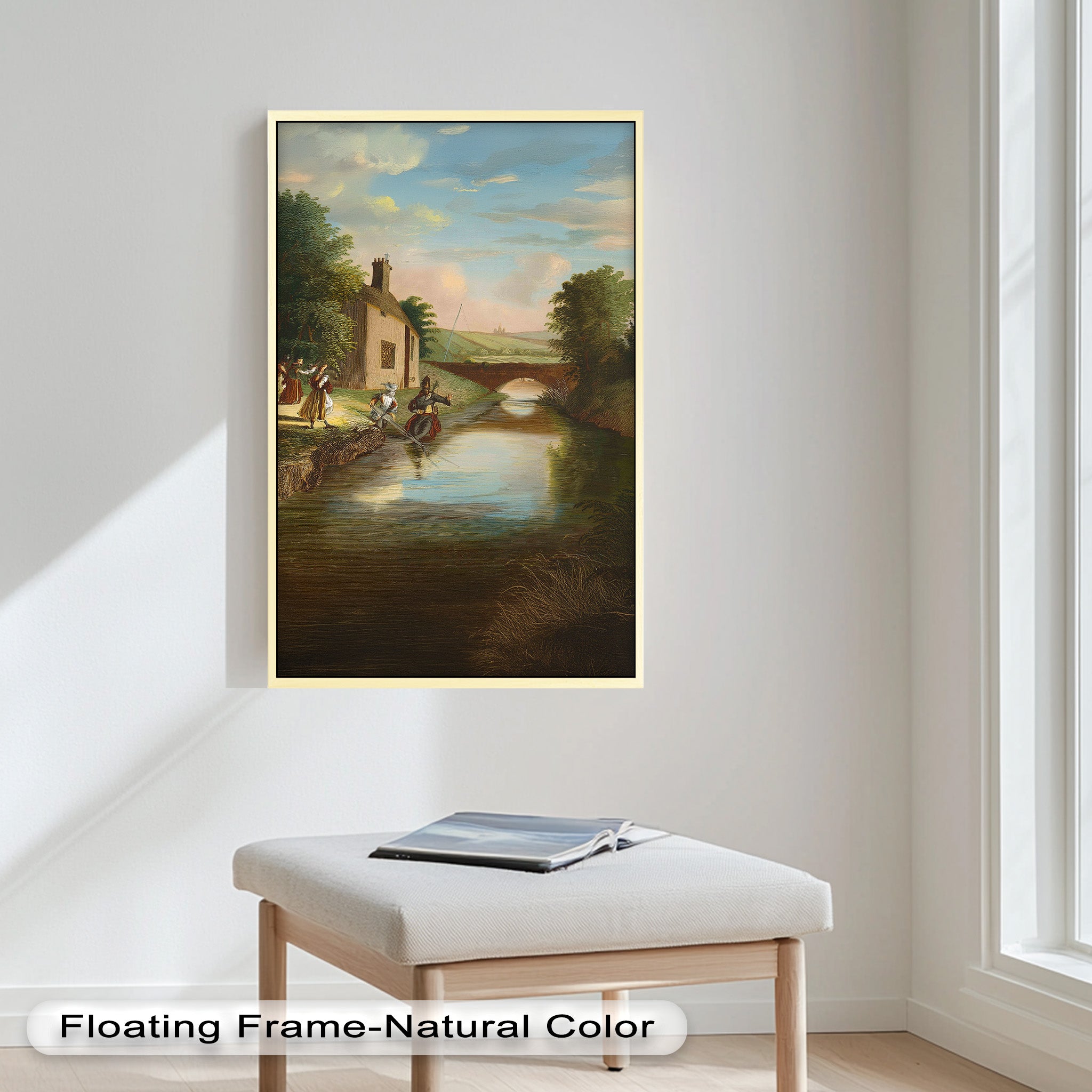 Romantic English Countryside Historic Oil Painting - A Day by the River - Perfect for Home Decor, Living Room Wall Art & Gift Ideas