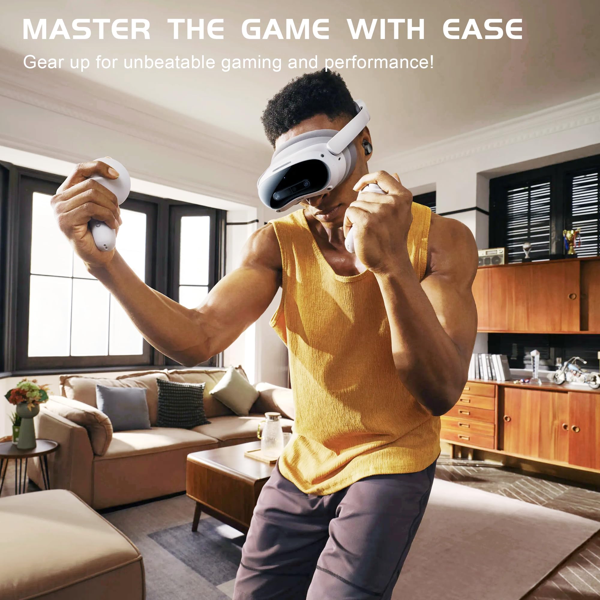 IAMJOY Wireless Gaming Earbuds with LED Display - 20ms Ultra-Low Latency, 90H Playtime, 2.4GHz & Bluetooth - Compatible with Meta Quest, PS5/4, VR, Switch, PC - Perfect for VR Gaming, Competitive Esports & Mobile Gaming