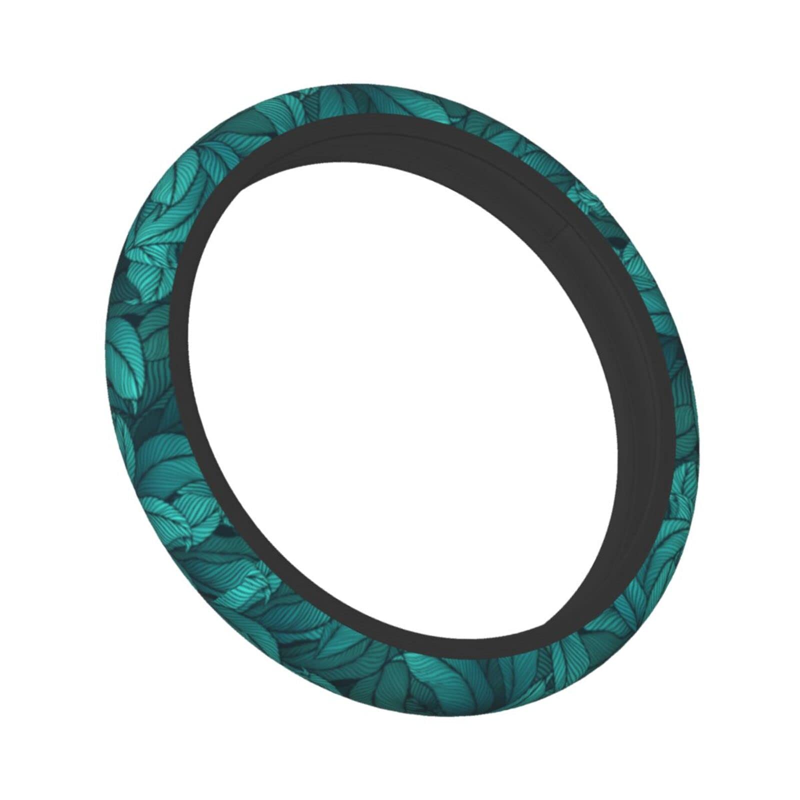 Hawaiian Tropical Leaves Steering Wheel Cover - 15 Inch Universal Fit, Neoprene Car Wheel Protector with Hawaiian Print - Cute Car Accessories for Summer Road Trips & Beach Getaways