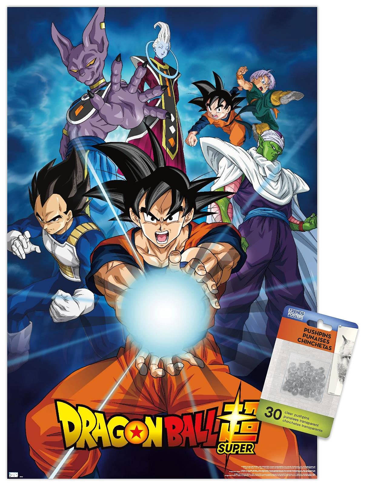 Dragon Ball Super Anime Wall Poster Set with Push Pins - Perfect for Bedroom, Game Room & Anime Fan Decor