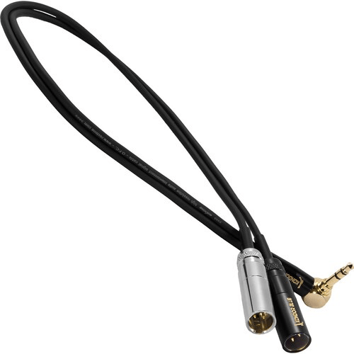 Kondor Blue 3.5mm to Dual Mini XLR Audio Splitter Cable - Right Angle Stereo Adapter for Professional Microphones, Cameras & Recording Equipment - Perfect for Studio, Podcast & Live Streaming Setups