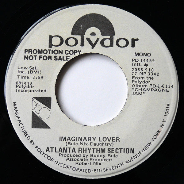 Atlanta Rhythm Section - Imaginary Lover Vinyl Record 7