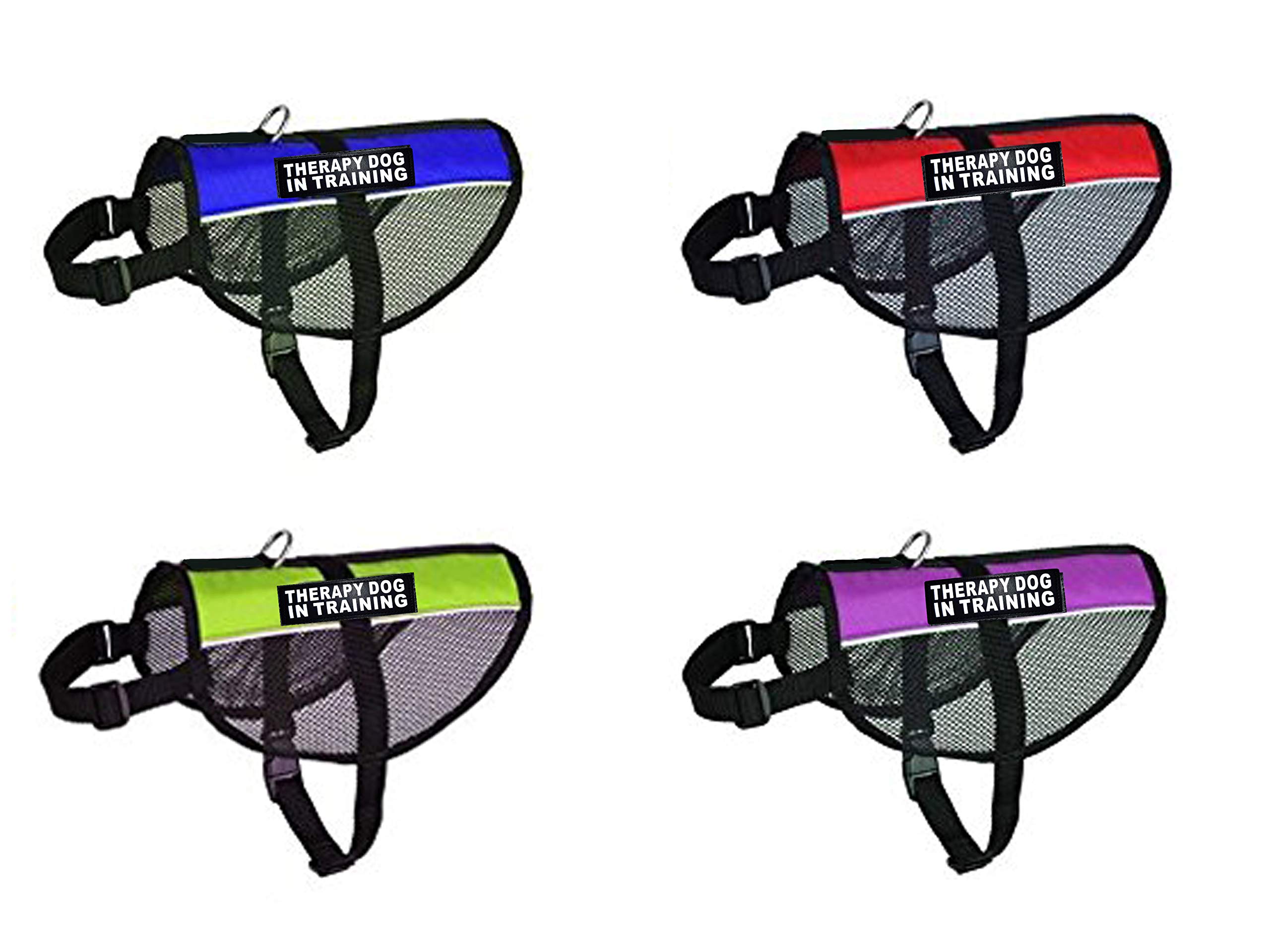 Therapy Dog Mesh Vest Harness - Breathable Nylon Cooling Comfort for Training - Includes 2 Reflective Patches - Purple Medium (11-14