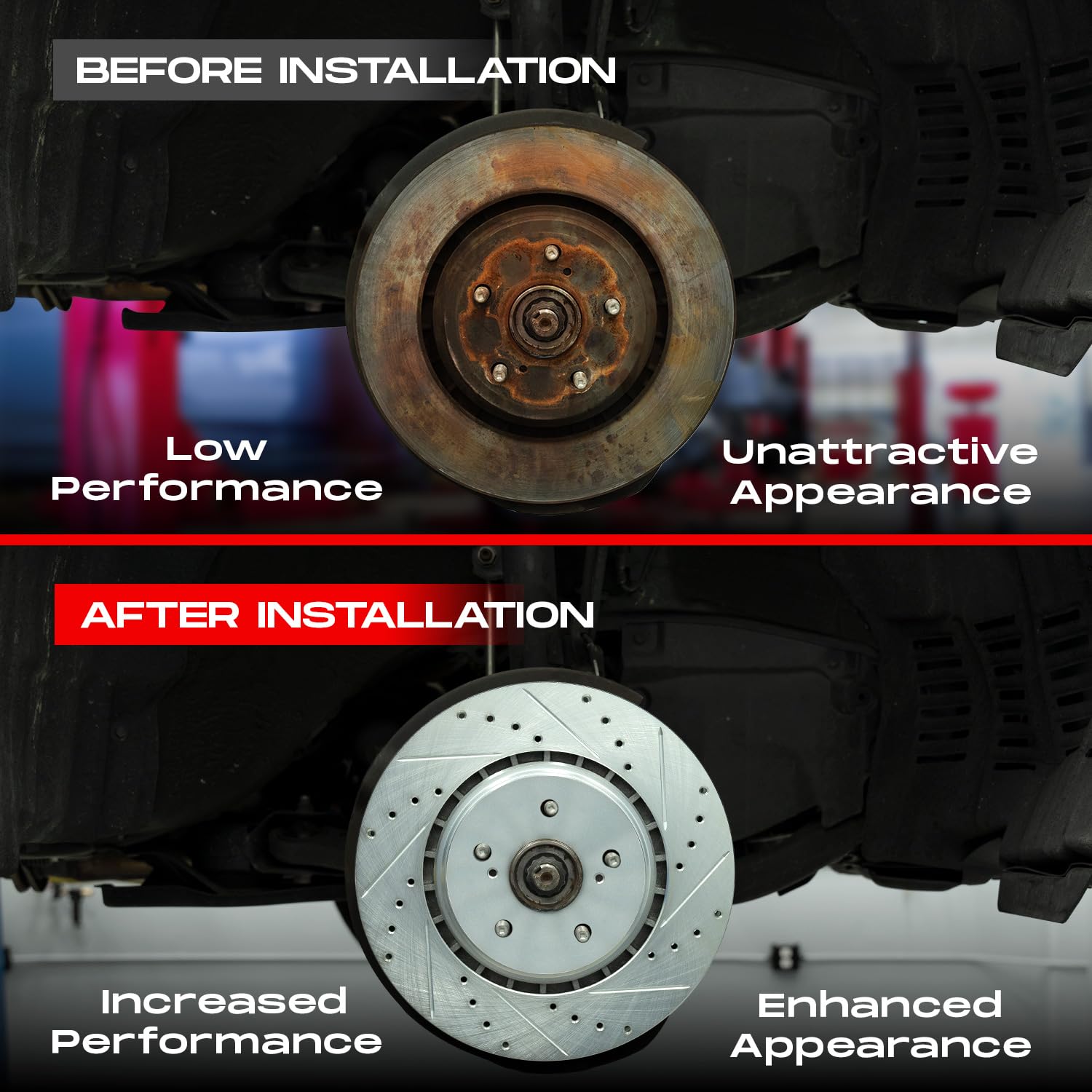 R1 Concepts Premium Ceramic Brake Pads & Drilled Slotted Rotors Kit for 2005-2012 Nissan Pathfinder - High Performance Braking System for Off-Road Adventures, Heavy Towing and Daily Commute | Durable & Quiet Brake Solution for SUVs