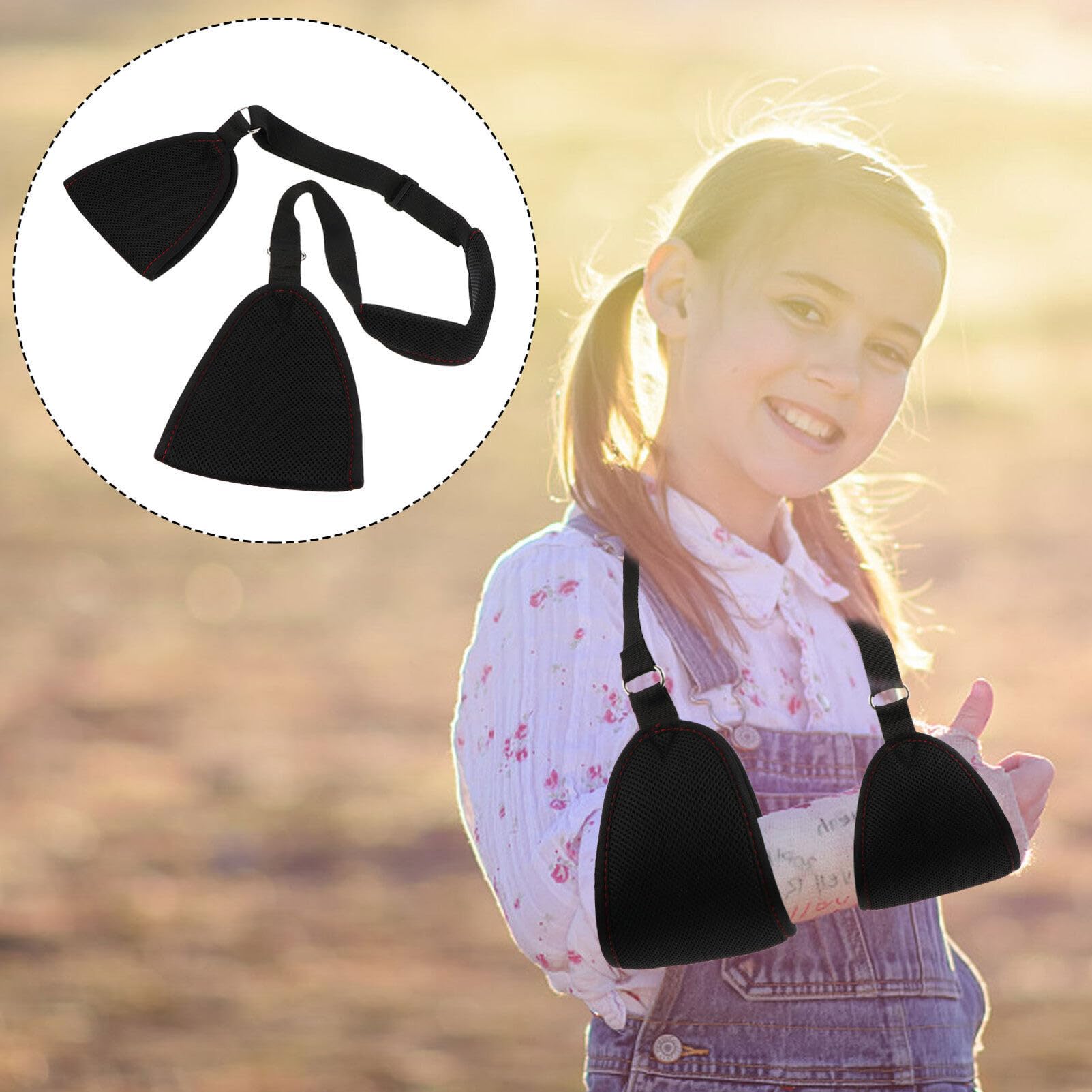 Healifty Adjustable Mesh Arm Sling & Shoulder Immobilizer - Support for Rotator Cuff Injury, Broken Bones, Elbow Wrist & Thumb Injuries (Black with Kickstand) - Ideal for Post-Surgery Recovery & Sports Injury Support