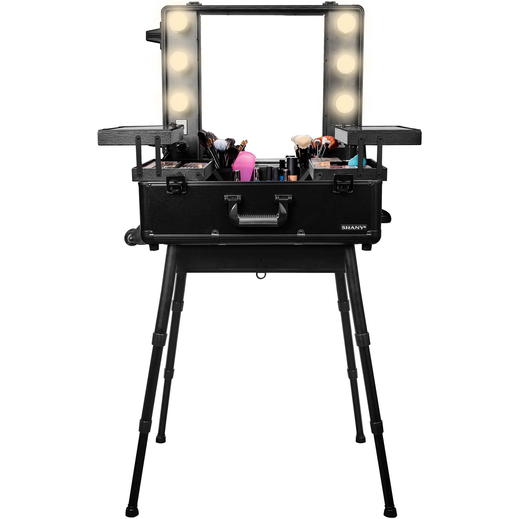 Professional Studio ToGo Wheeled Makeup Case & Organizer with LED Light - Portable Beauty Storage for Makeup Artists, Travel, Salon & On-the-Go Cosmetics Organization