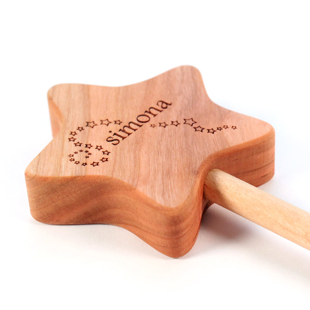 Wooden Star Wand - Handcrafted Magic Wand for Kids & Cosplay - Perfect for Halloween, Birthday Parties & Fantasy Play