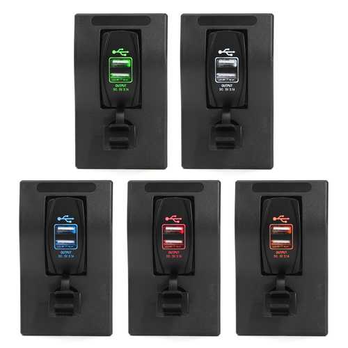 12V/24V Waterproof Dual USB Charger Port for Car & Marine - 5V 2.1A/1A Fast Charging Compatible with iPhone X/8/8 Plus & Samsung - Perfect for Boats, RVs, Trucks & Outdoor Adventures
