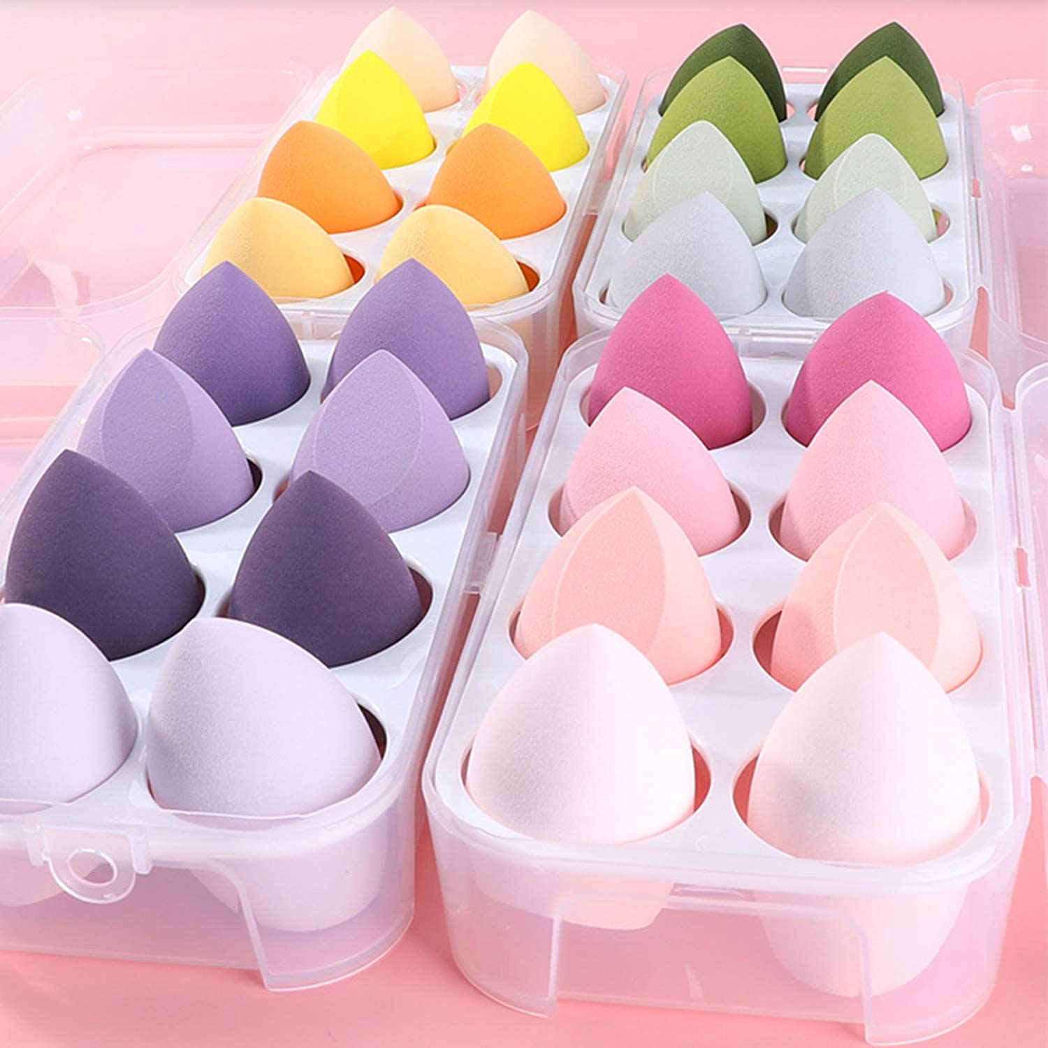 Kingbridal 8-Piece Makeup Sponge Set - Beauty Blender for Flawless Liquid, Cream & Powder Foundation - Multi-Colored Cosmetic Sponge Puff for Dry & Wet Use (Green) | Perfect for Daily Makeup, Contouring & Professional Makeup Application