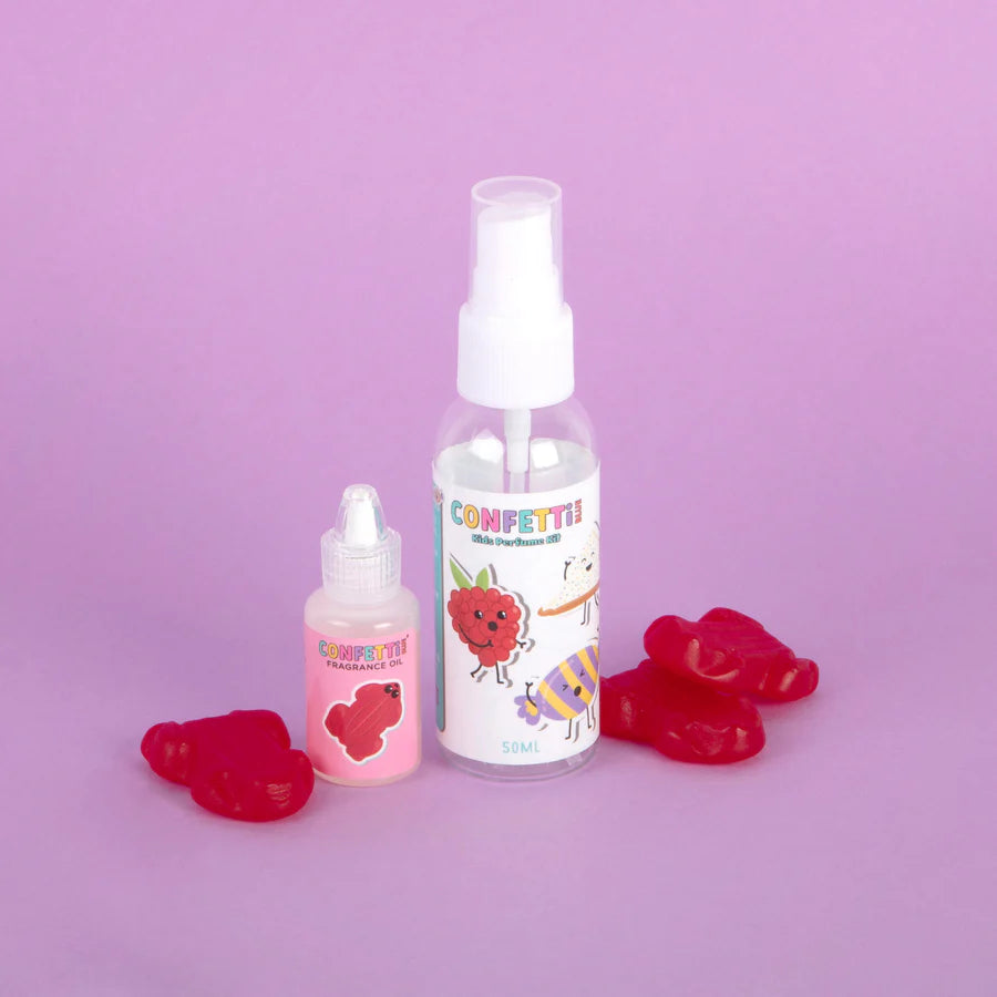 Confetti Blue Mini Perfume Making Kit with Red Frogs - DIY Scent Creation for Kids, Teens & Adults - Perfect for Birthday Parties, Craft Projects & Sensory Play