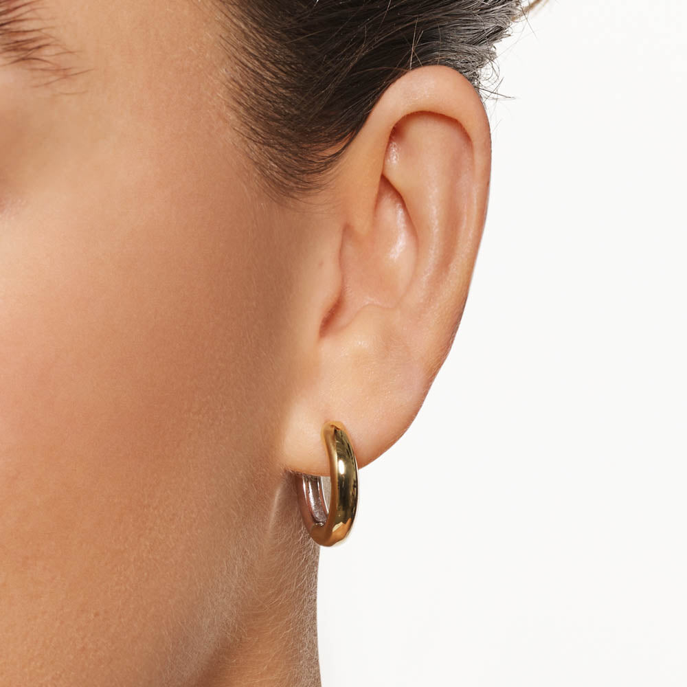 Stylish Midi Mixed Metal Reversible Hoop Earrings in Gold - Perfect for Everyday Wear, Parties & Special Occasions