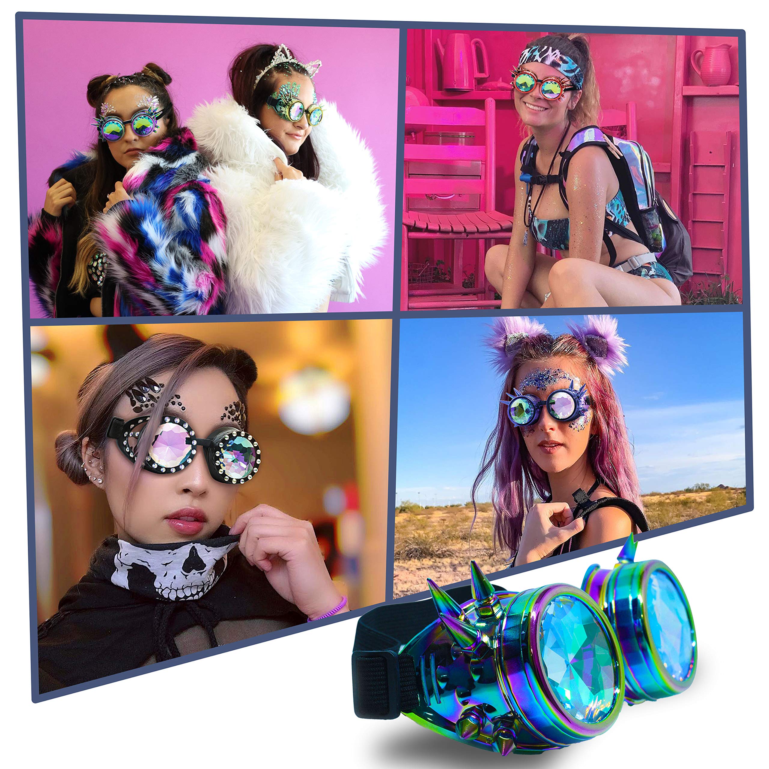 Trippy Psychedelic Rave Goggles - Funky Prism Glasses for Raves & Festivals - SoJourner Bags Kaleidoscope Vision Party Accessories - Perfect for EDM Events, Concerts, and Light Shows