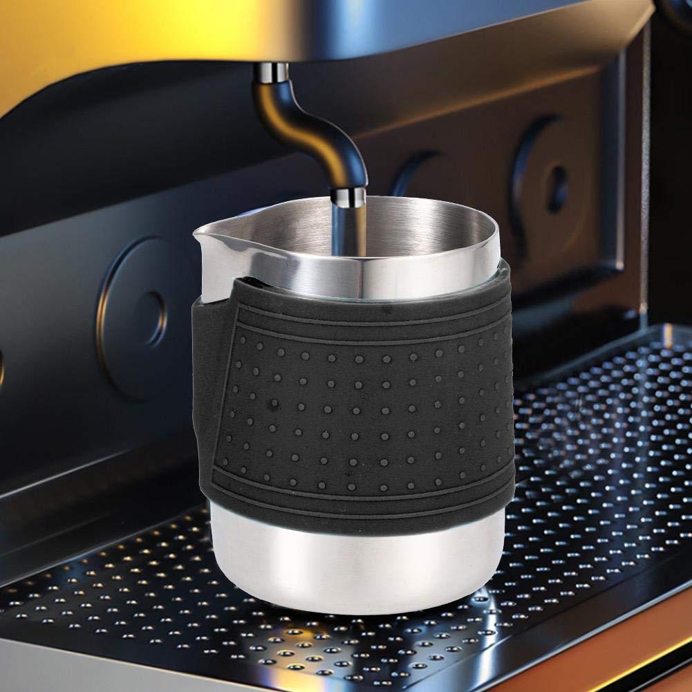 Premium 350ml Stainless Steel Milk Frothing Pitcher for Espresso Machines - Latte Art Coffee Pitcher with Ergonomic Handle - Perfect for Cappuccino, Latte & Hot Chocolate Making at Home or Café (Black)