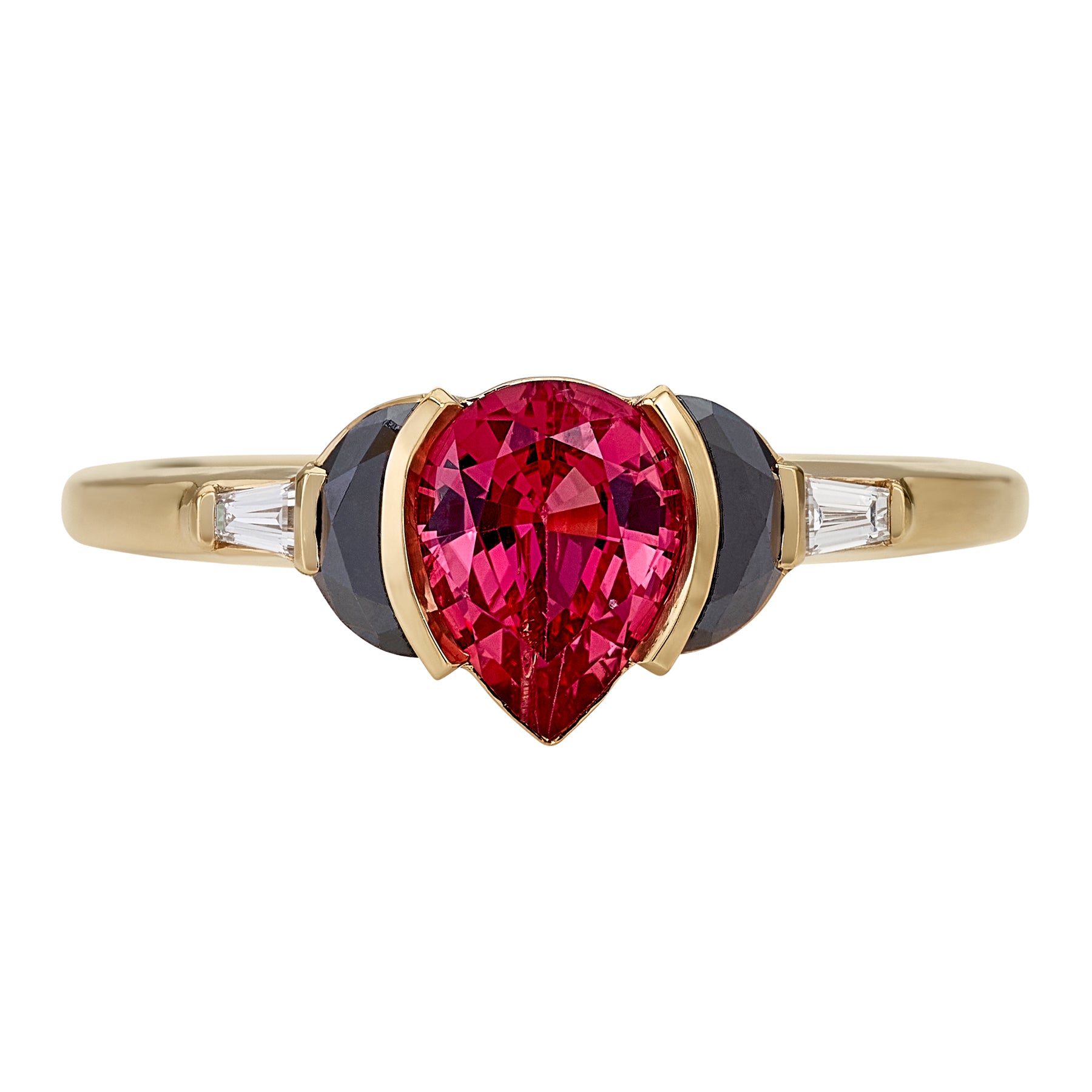 Unique Handmade Sapphire and Black Diamond Half Moon Engagement Ring for Women - Perfect for Proposals, Weddings & Anniversary Gifts