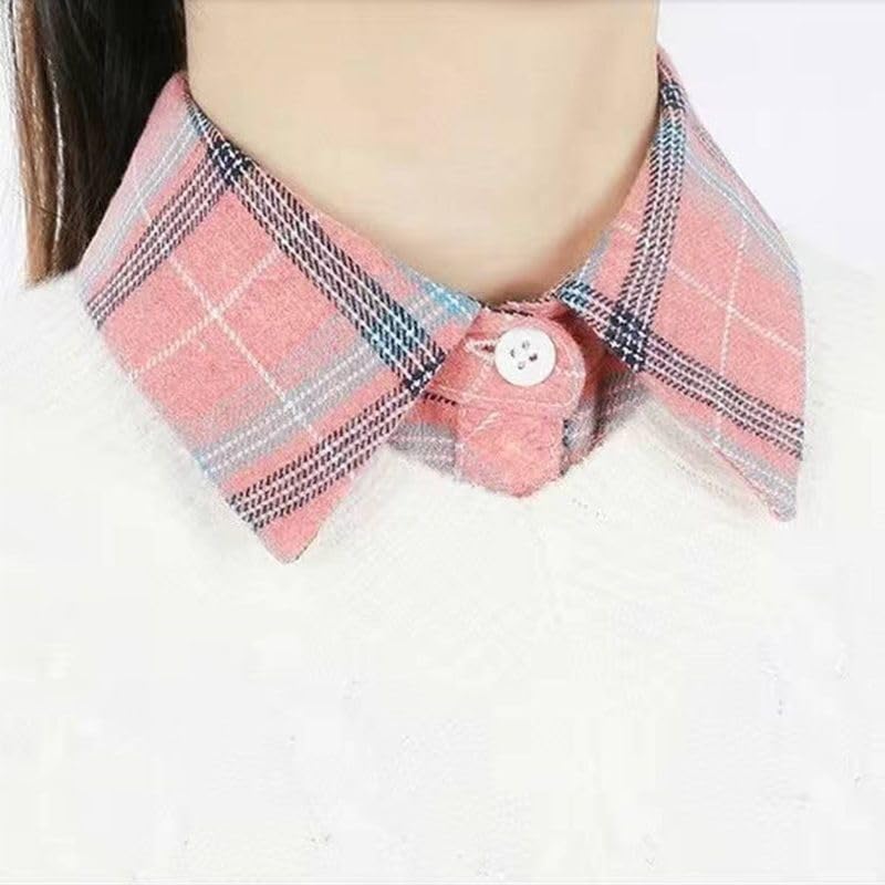 YEKEYI Women's Plaid Dickey Fake Collar - Detachable Half Shirt Blouse Collar for Ladies | Perfect for Layering with Sweaters & Dresses