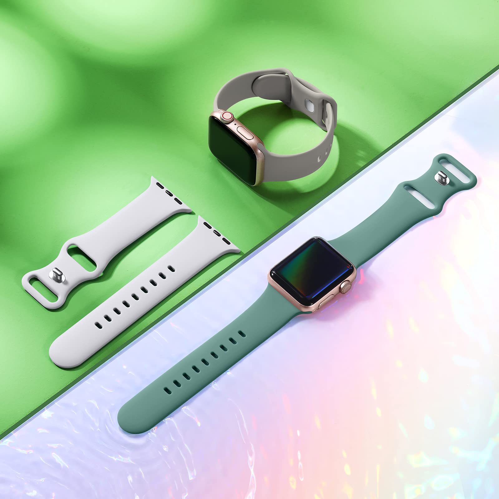 Soft Silicone Apple Watch Bands 6 Pack - Compatible with Apple Watch Series 10/9/8/7/6/5/4/3, SE, Ultra 2/1 (38mm/40mm/41mm/42mm/44mm/45mm/46mm/49mm) - Sport Bracelet for Men & Women - Perfect for Gym, Running & Daily Wear