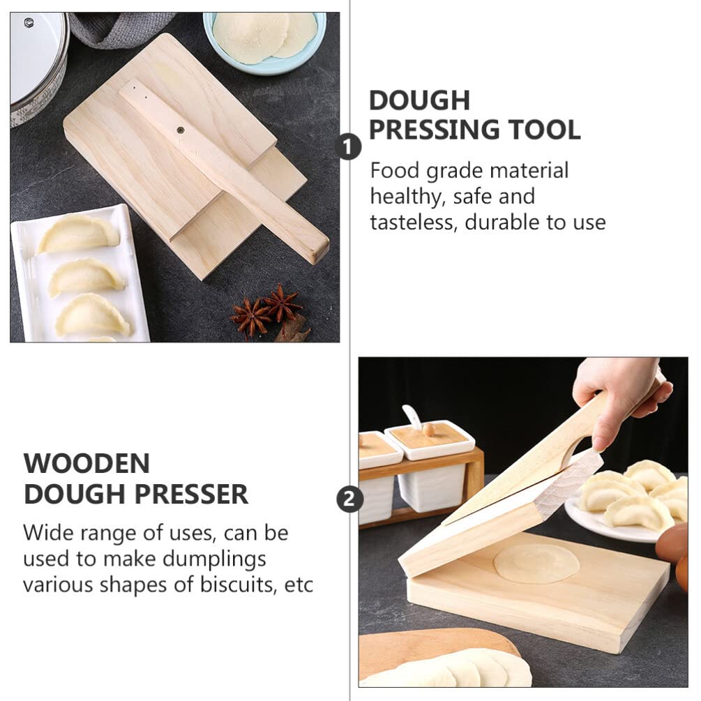 Hemoton Wood Dumpling Press - Handmade Tortilla Maker for Dumplings, Wontons & Empanadas - Natural Beige Wooden Dough Press - Perfect for Asian Cooking, Mexican Cuisine & Homemade Pastries