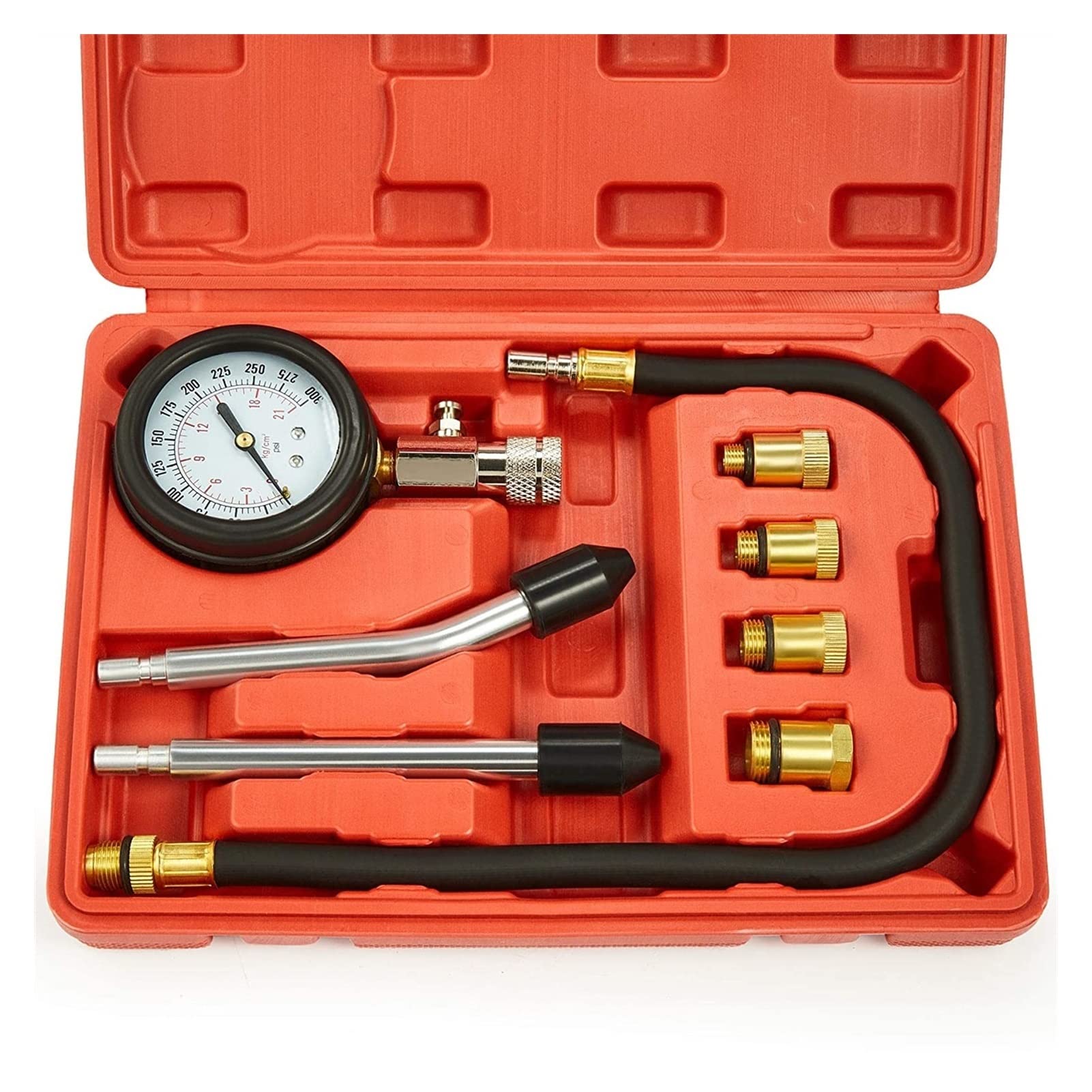 0-300PSI Gasoline Engine Compression Tester Kit - Automotive & Motorcycle Cylinder Pressure Gauge for Petrol/Gas Engines - Perfect for Engine Diagnostics, Performance Testing & Maintenance