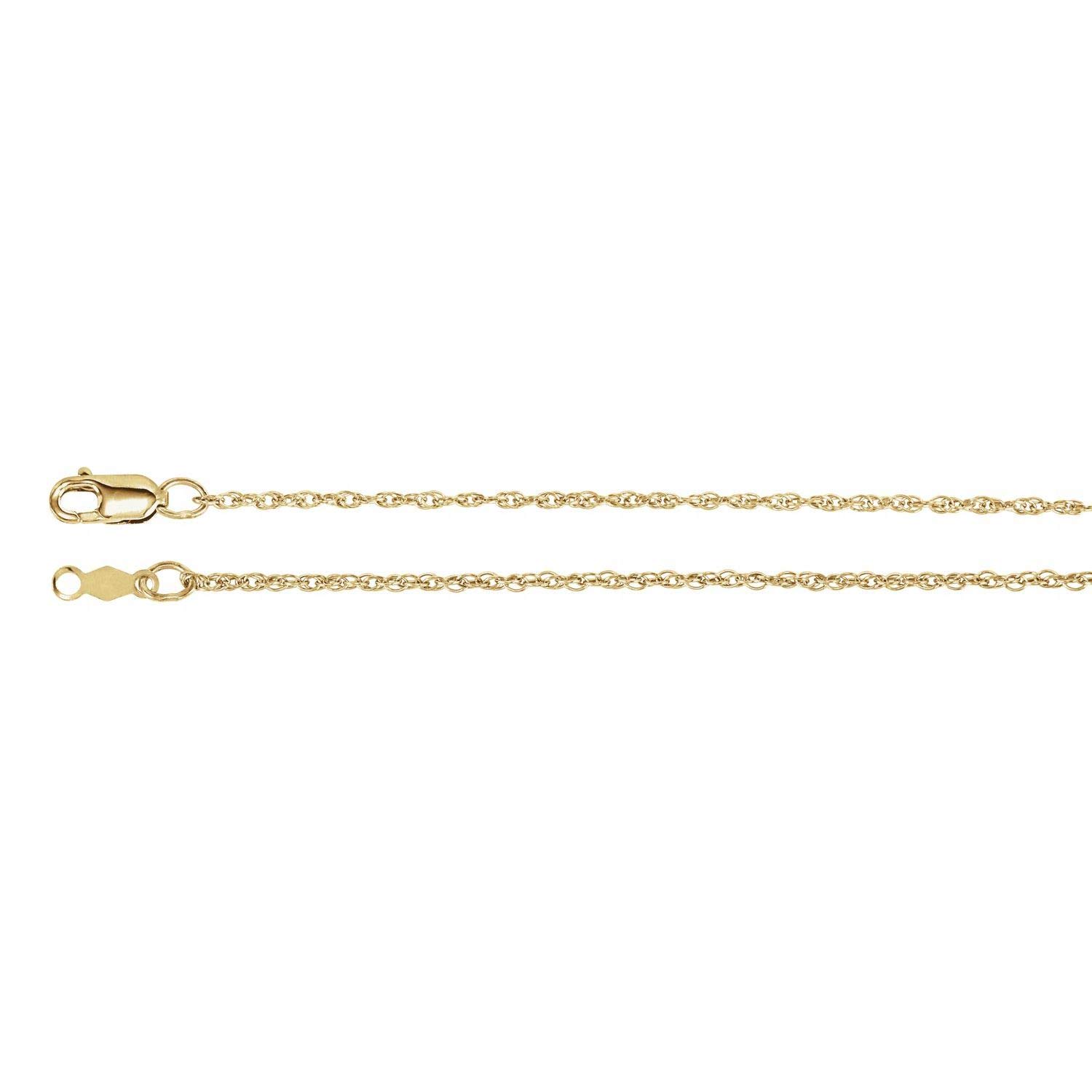 10K Yellow Gold 1.25mm Rope Chain Necklace 20 Inch - Diamond2Deal Durable Fine Jewelry for Women, Gift for Her, Everyday Wear & Special Occasions