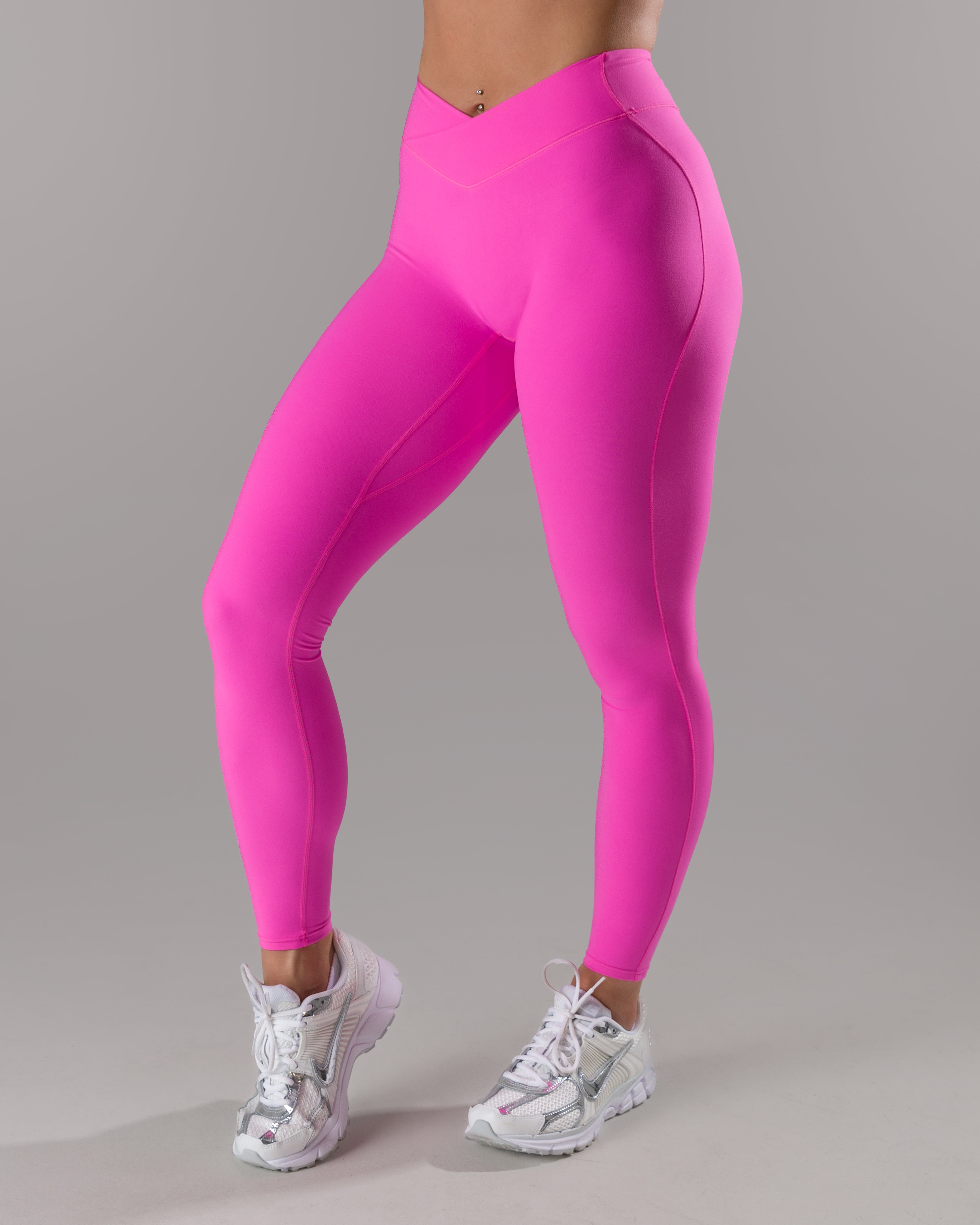 Malibu Pink High Waist Wrap Leggings for Women - Comfortable Yoga Pants for Workout, Running & Lounge Wear