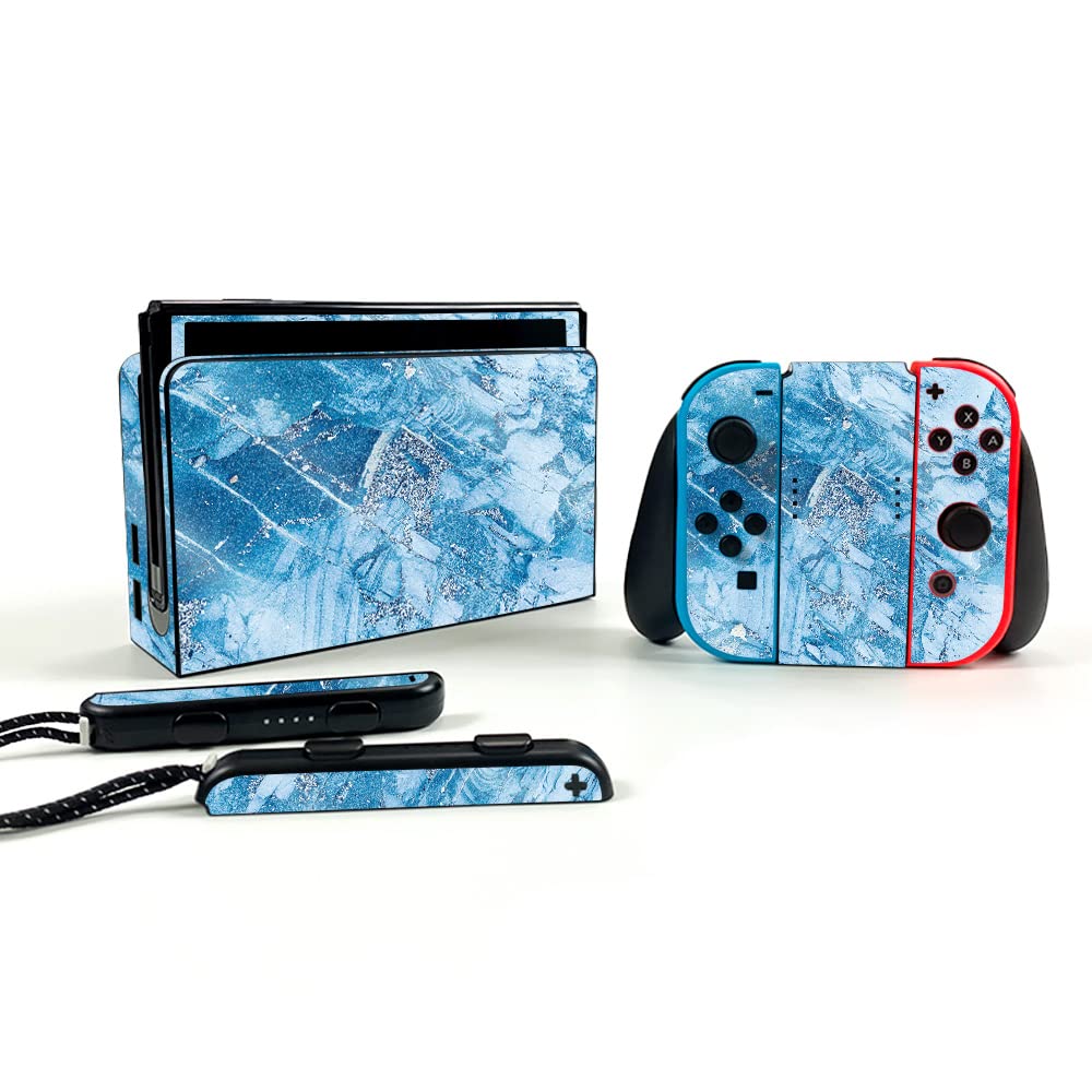 MightySkins Glossy Glitter Skin for Nintendo Switch OLED - Winter Rock Design | Protective & Durable High-Gloss Finish | Easy to Apply & Remove | Made in USA | Perfect for Gaming, Travel & Personalization