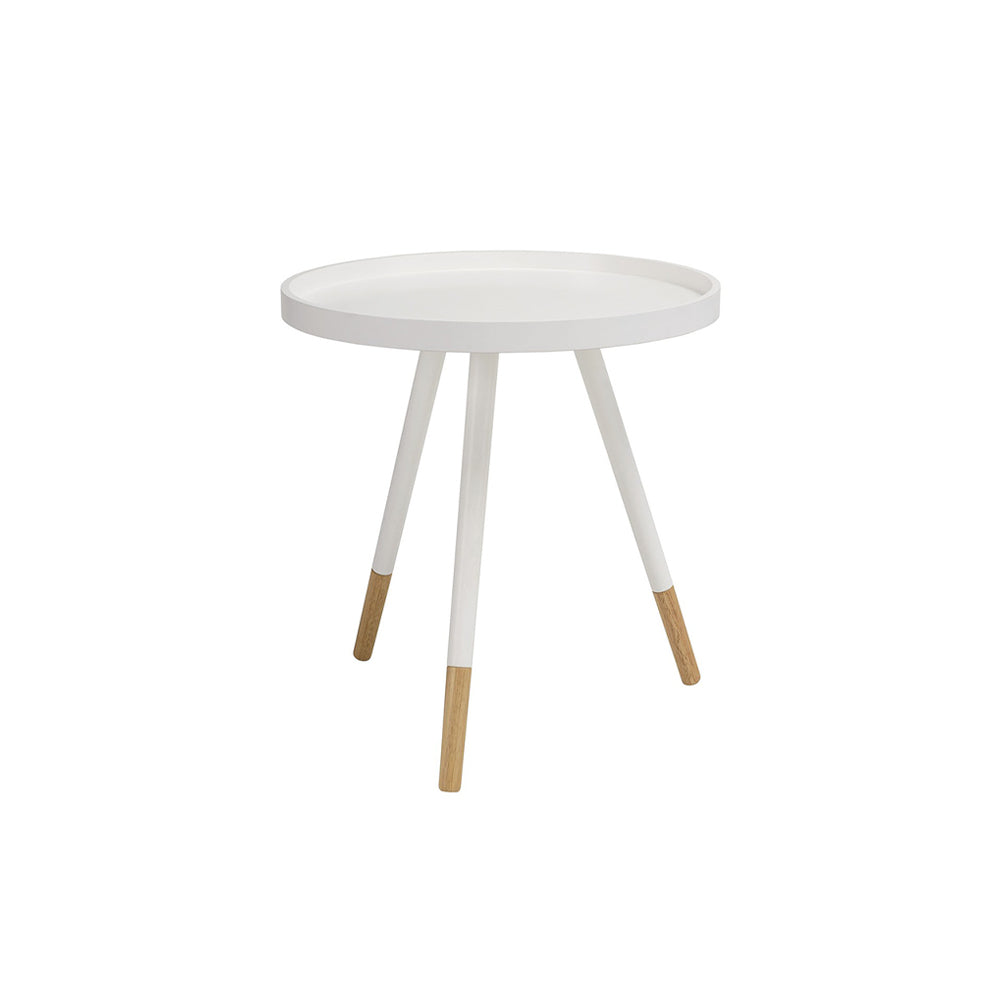 Mika Round Tray Side Table - Modern Wooden Coffee Table with Handles for Living Room, Bedroom, or Patio - Perfect for Holding Drinks, Books, and Decor