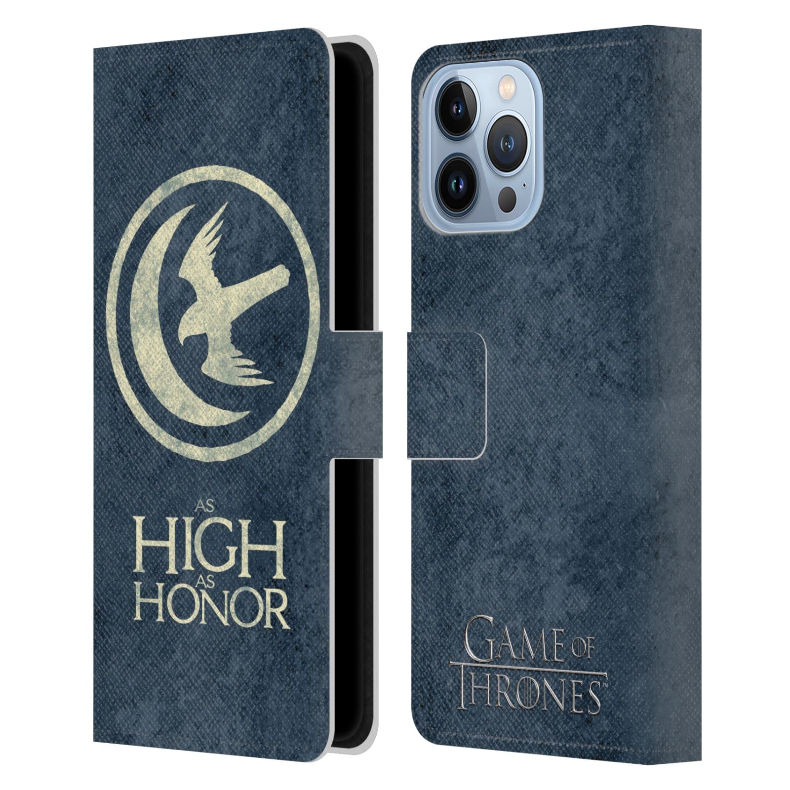 Officially Licensed HBO Game of Thrones Arryn Sigil Leather Wallet Case for iPhone 13 Pro Max - Distressed Dark Look Book Style Cover | Perfect for GOT Fans, Daily Use & Gift Giving