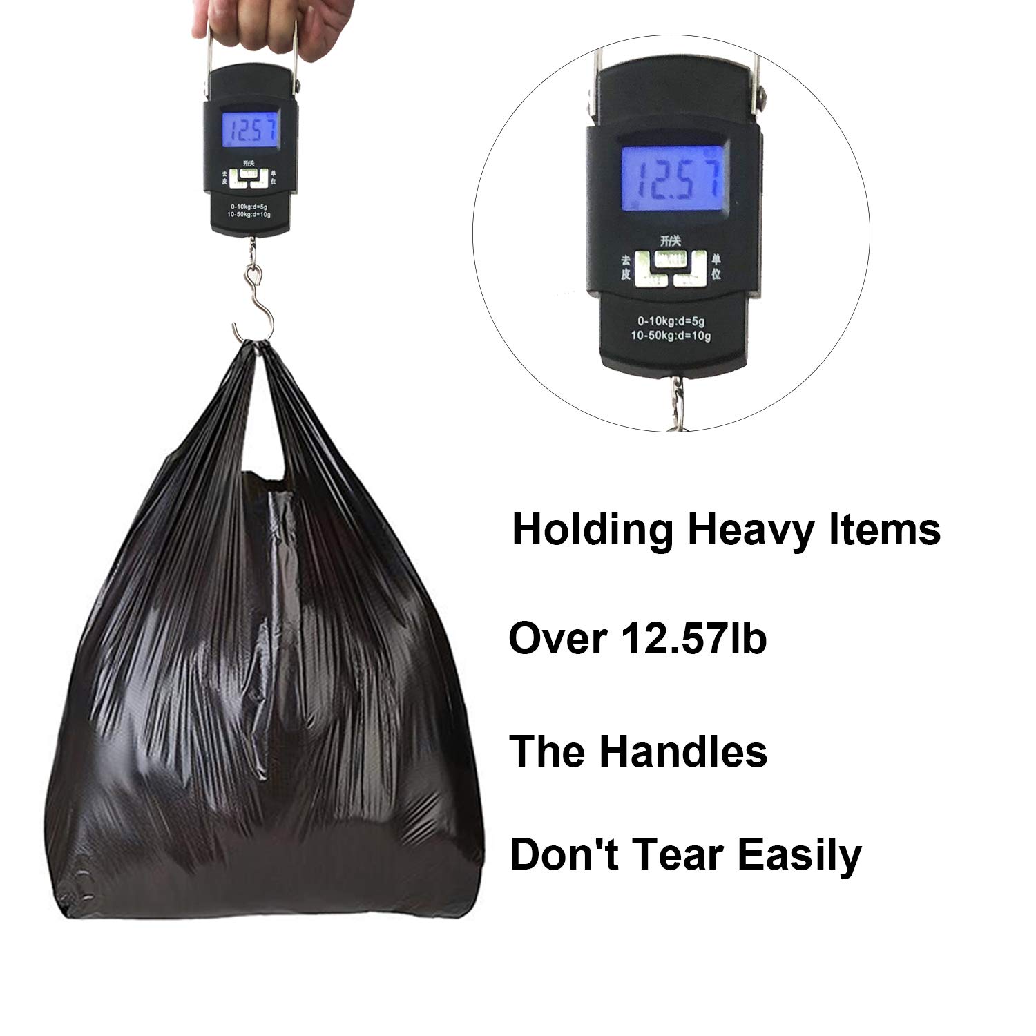 LazyMe Black Plastic T-Shirt Bags with Handles - 12x20 Inch (100 Pack) - Durable Grocery & Retail Shopping Bags for Stores, Markets & Businesses - Perfect for Convenient Shopping, Packaging & Merchandise Display