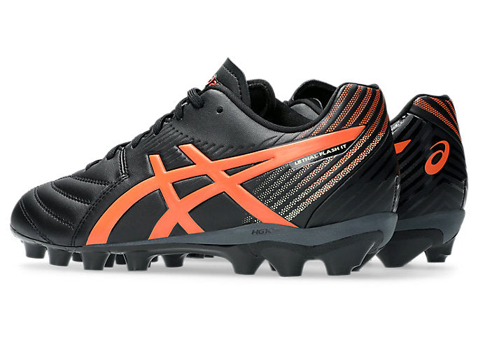 ASICS Kids' Lethal Flash Black/Orange Football Cleats - Lightweight Soccer Shoes for Youth Players - Perfect for Training & Matches on Grass Fields