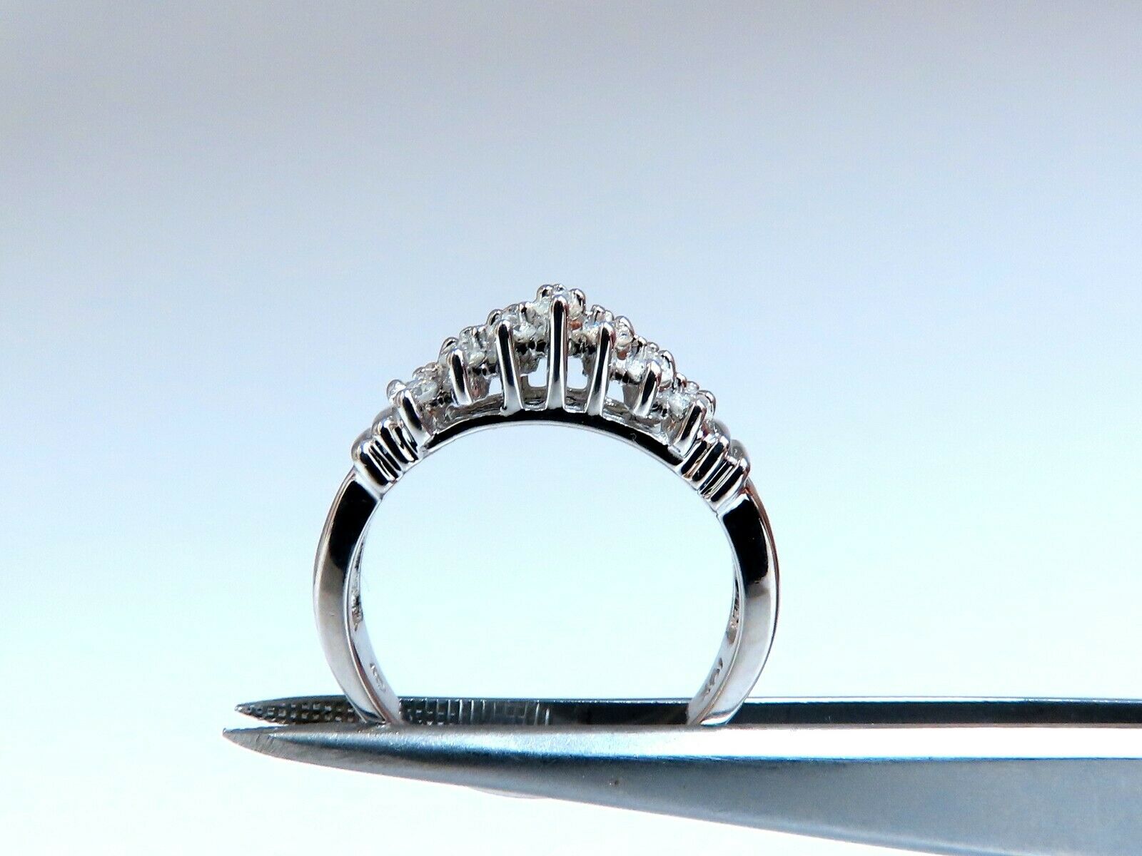 0.40ct Natural Diamond Cathedral Wedding Band Ring - 10K White Gold for Women, Elegant Bridal Jewelry for Engagement & Anniversary Gifts
