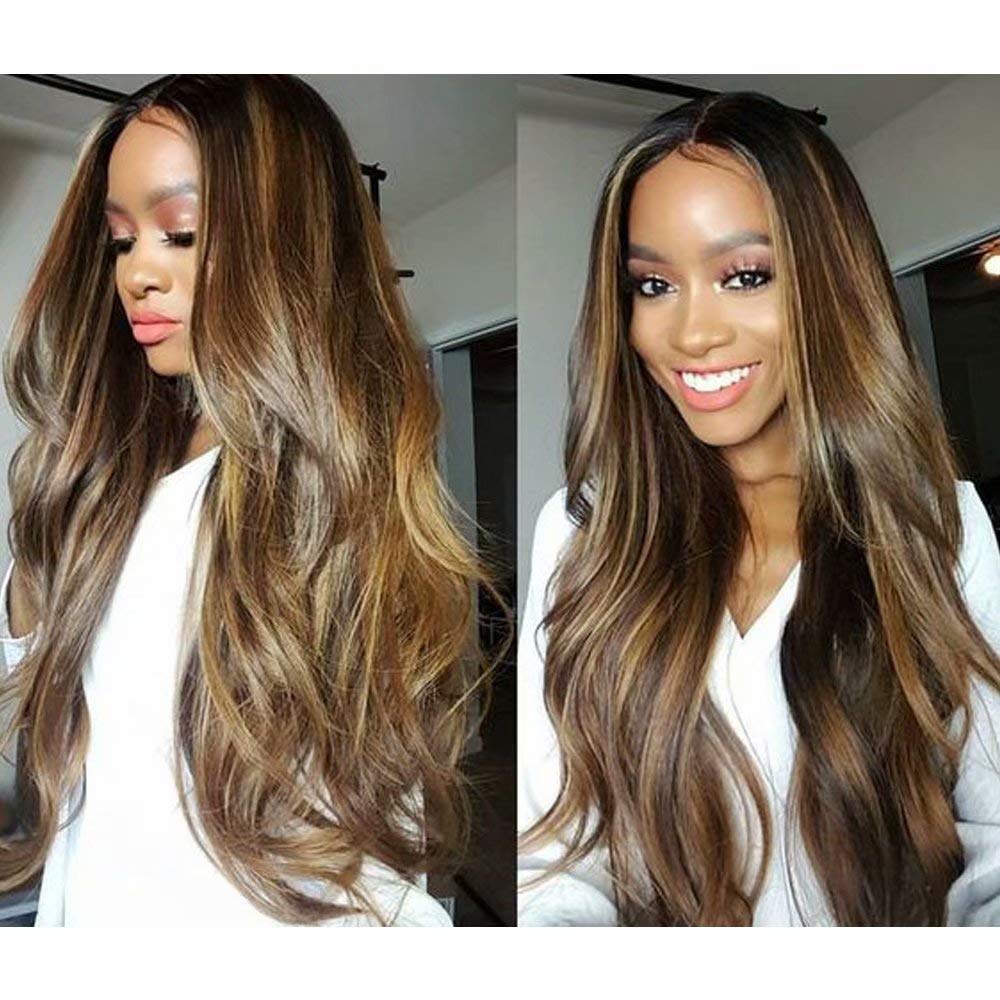 QUINLUX 150 Density #4/27 Ombre Highlight Lace Front Human Hair Wig - 16 Inch HD Transparent 13x4 Deep Part Body Wave Brazilian Remy Hair with Baby Hair for Black Women | Perfect for Daily Wear, Parties, Weddings & Special Occasions