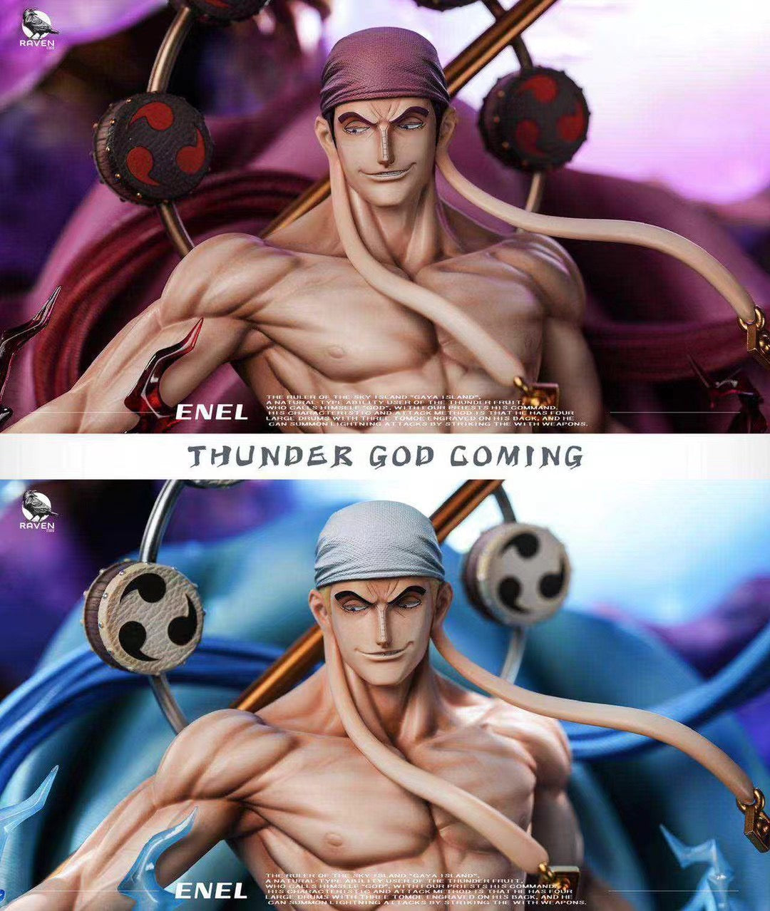 Raven Studio Enel God of Thunder Anime Figure - One Piece Collectible Statue for Fans | Perfect for Home Display, Office Decor, and Anime Gift Giving