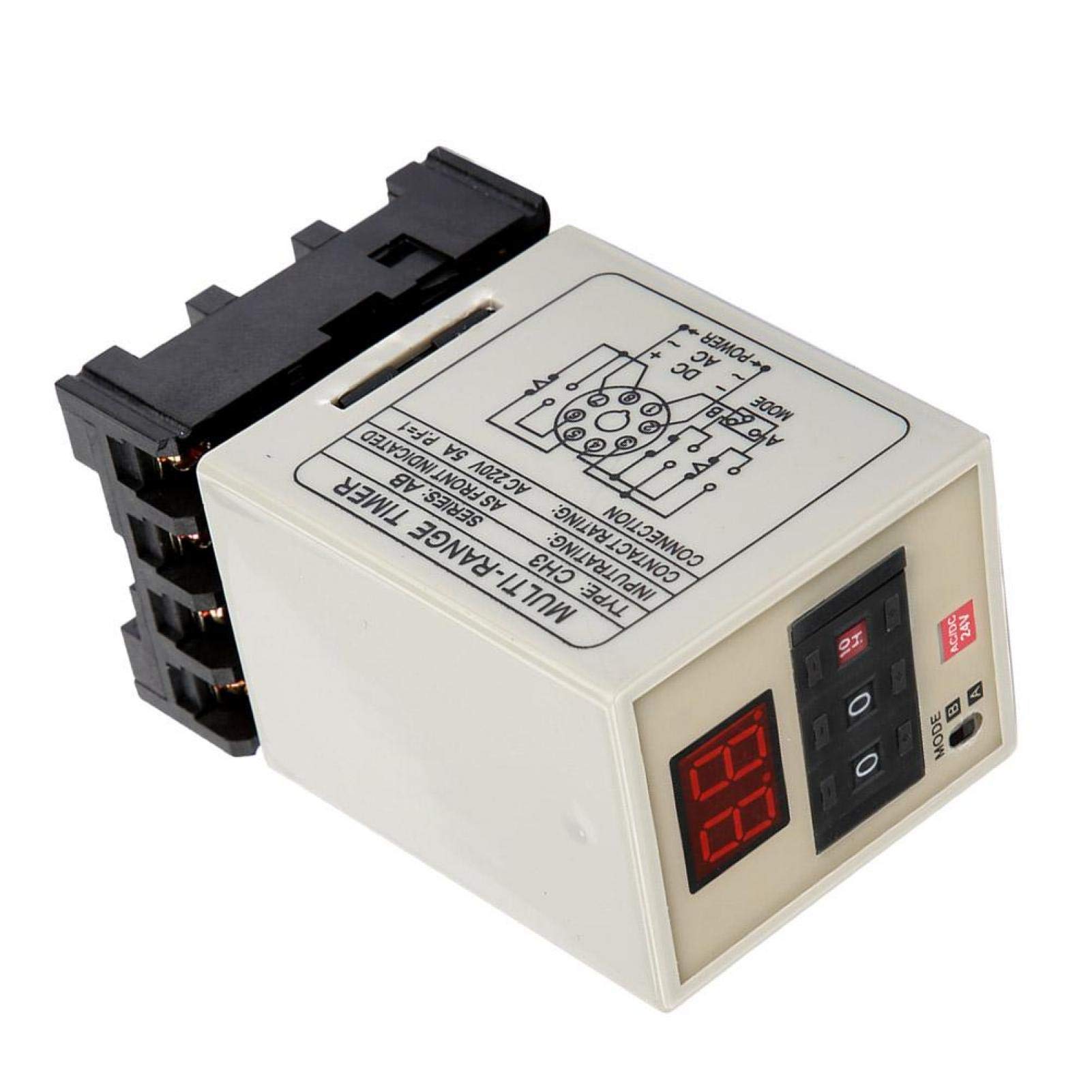 AH3-DM 0.01S-99H Digital Delay Timer Relay with LED Display - 24V AC/DC - Perfect for Industrial Automation, HVAC Systems, and Electrical Control Panels