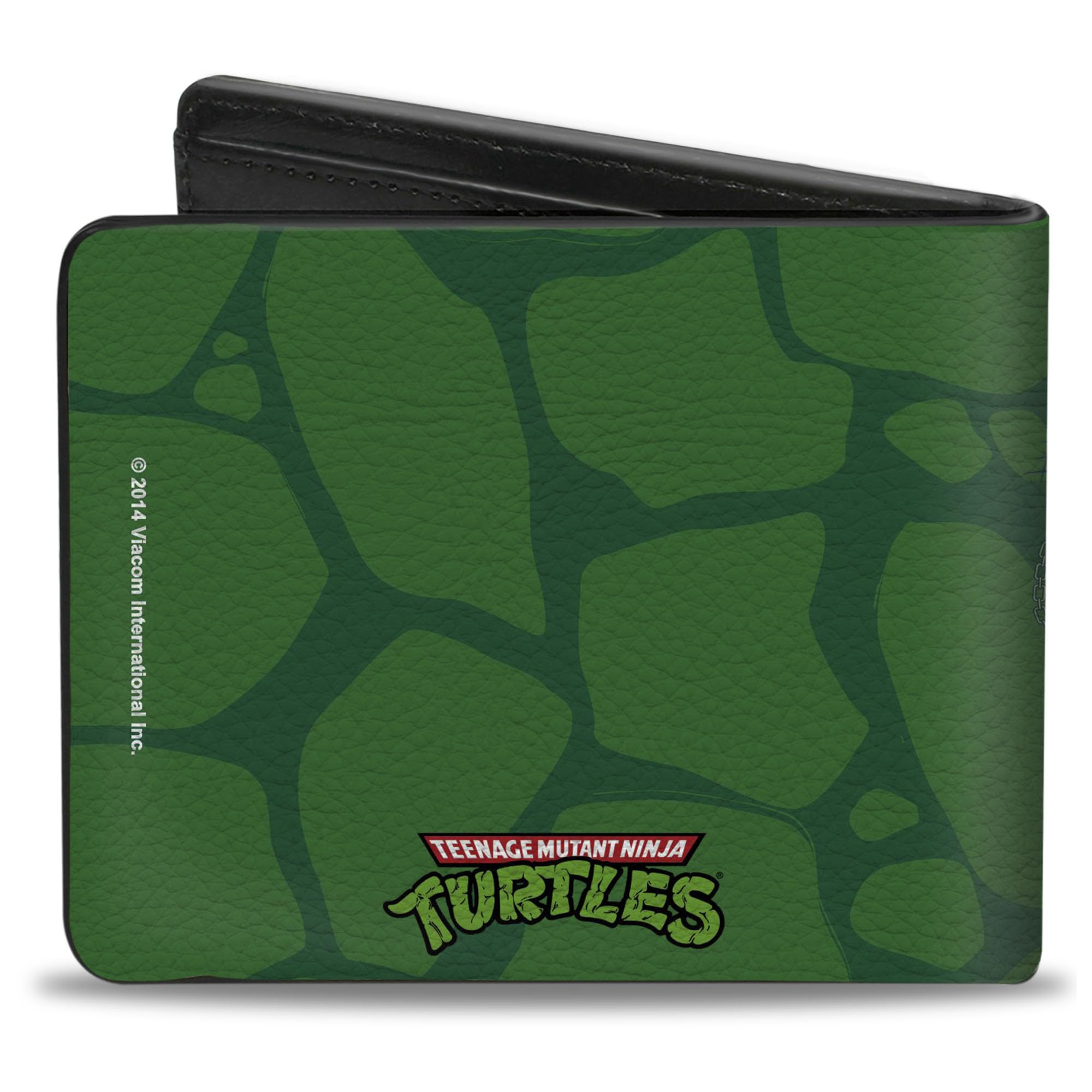 Nickelodeon Teenage Mutant Ninja Turtles (TMNT) Men's PU Leather Bifold Wallet with Belt Clip - Classic Battle Pose Turtle Shell Design, Multicolor, 4.0