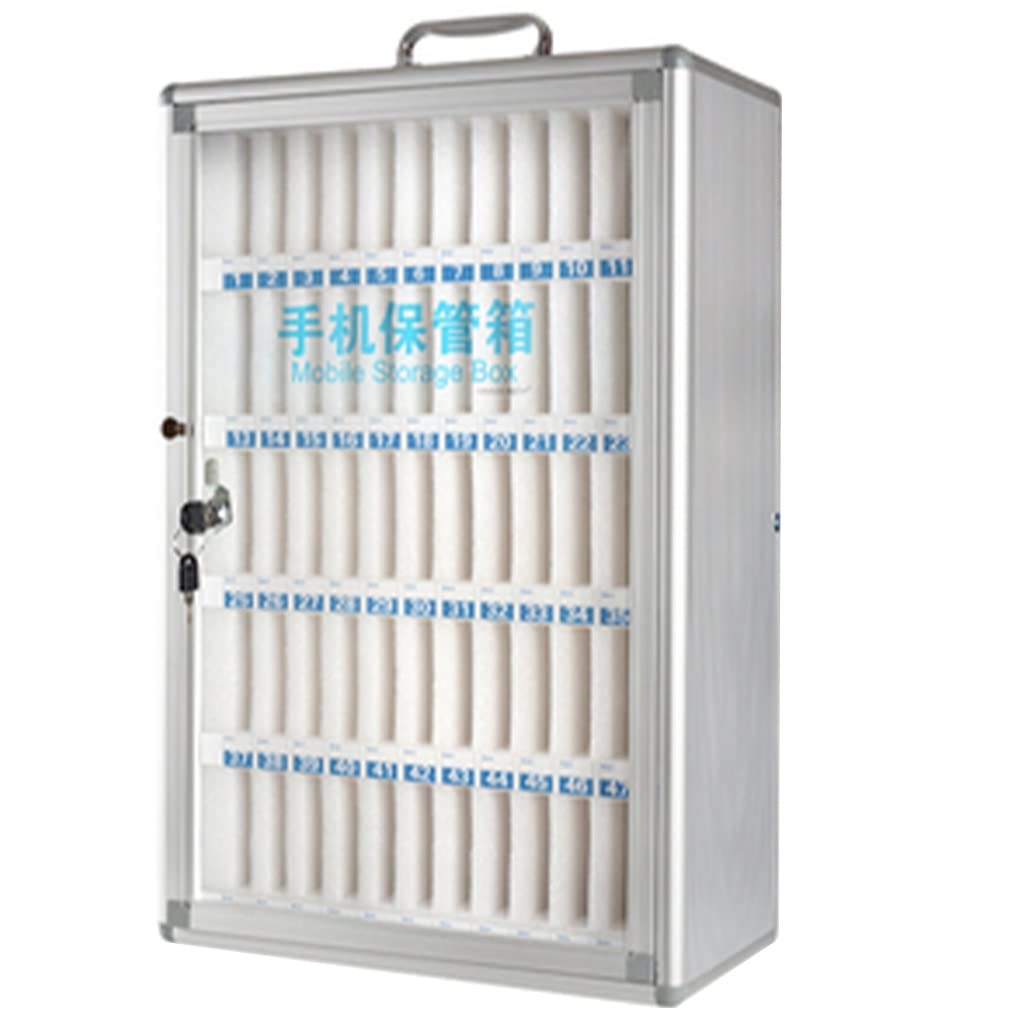 Aluminum Alloy Wall Mounted Lockable Pocket Chart Storage Cabinet - 60 Slots Organizer for Cell Phones, Keys & Office Supplies | Perfect for Classrooms, Retail Stores & Security Checkpoints