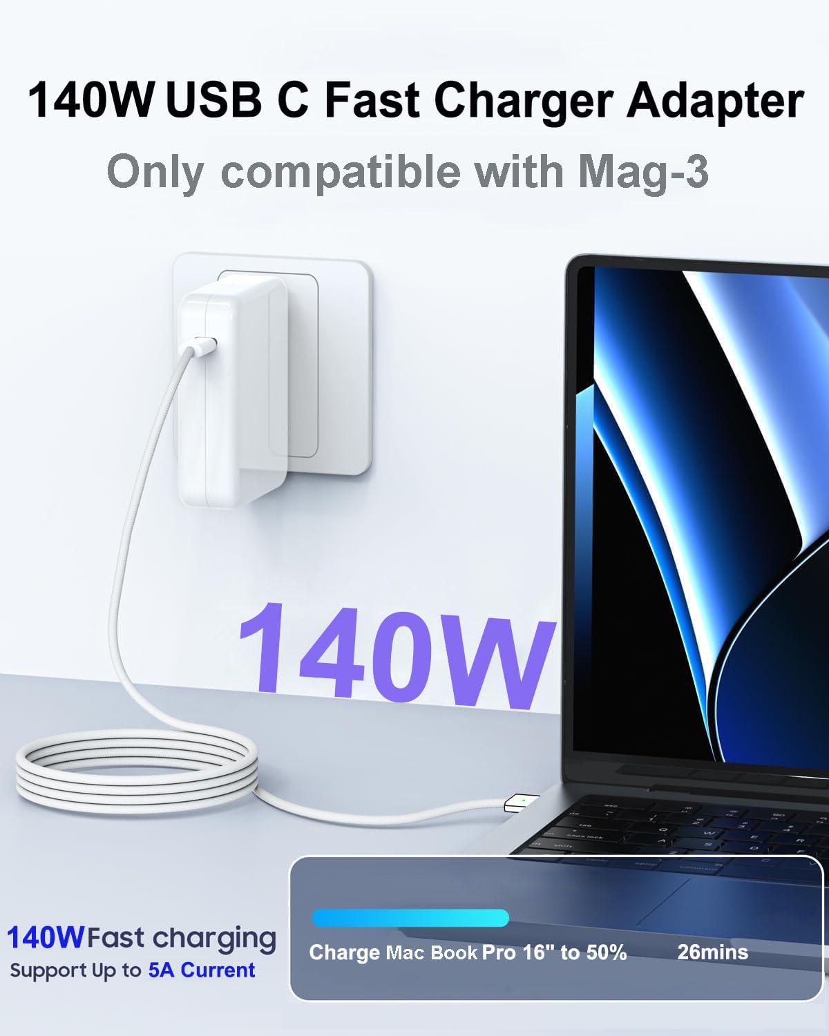140W USB-C Fast Charger for MacBook Pro 14